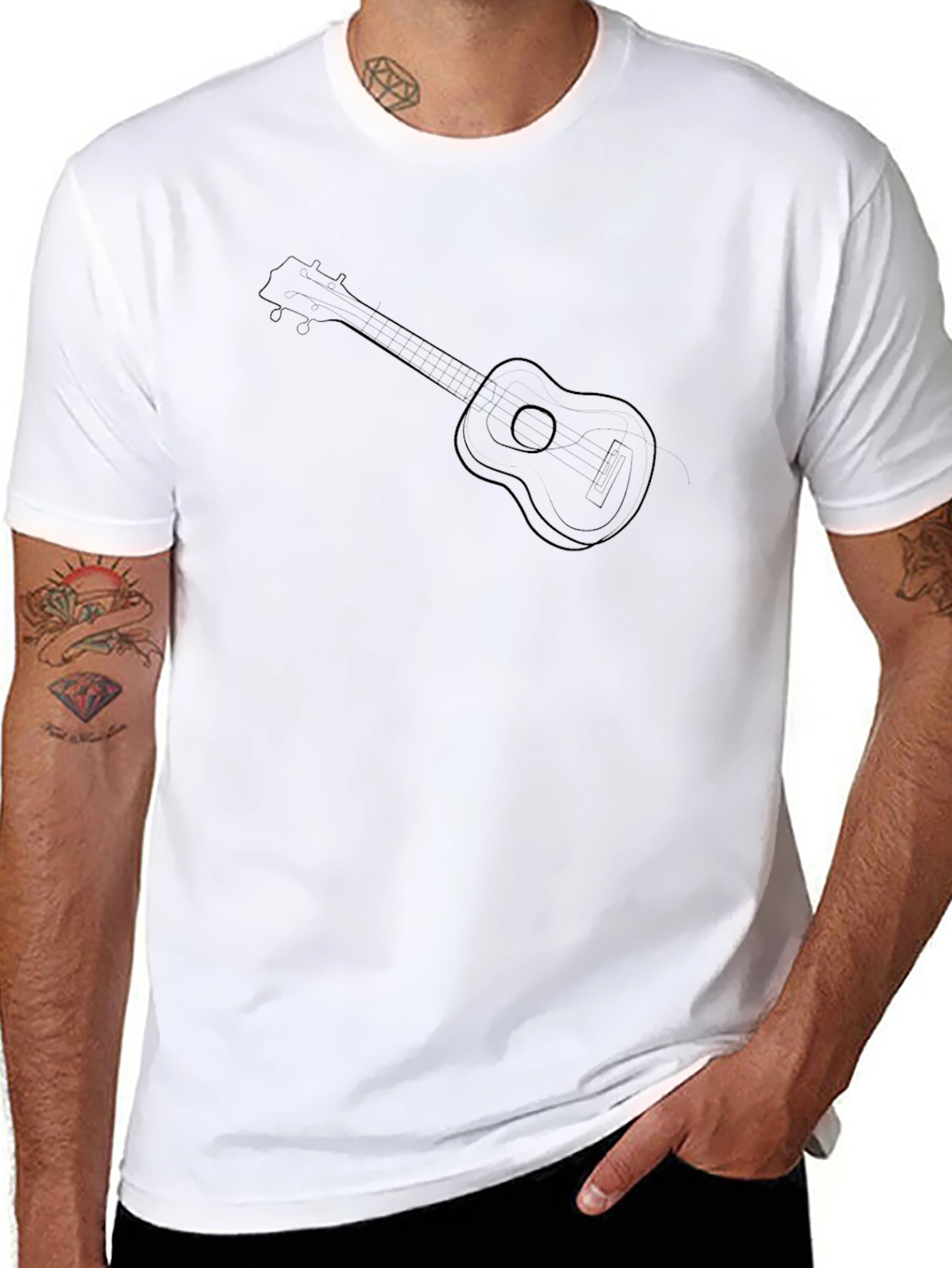 Ukulele Graphic Tee - Black Cotton Blend