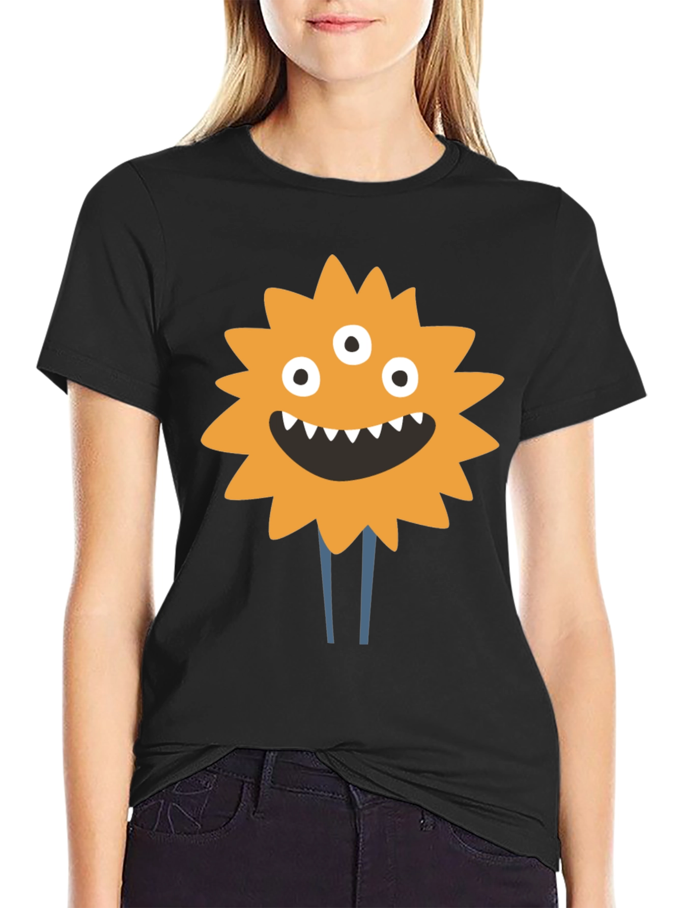 Monster Graphic Print T-Shirt - Black