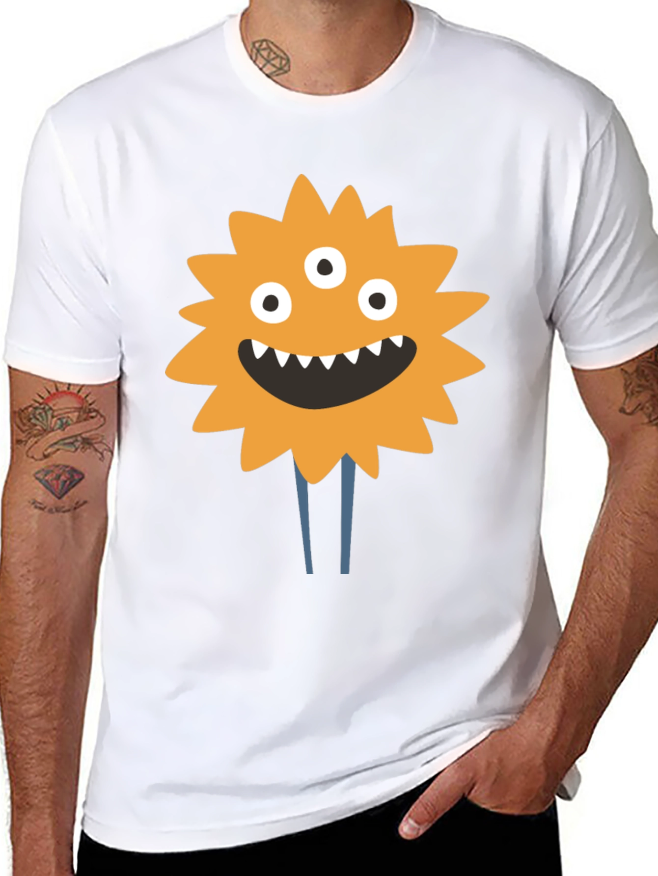 Monster Graphic Print T-Shirt - Black
