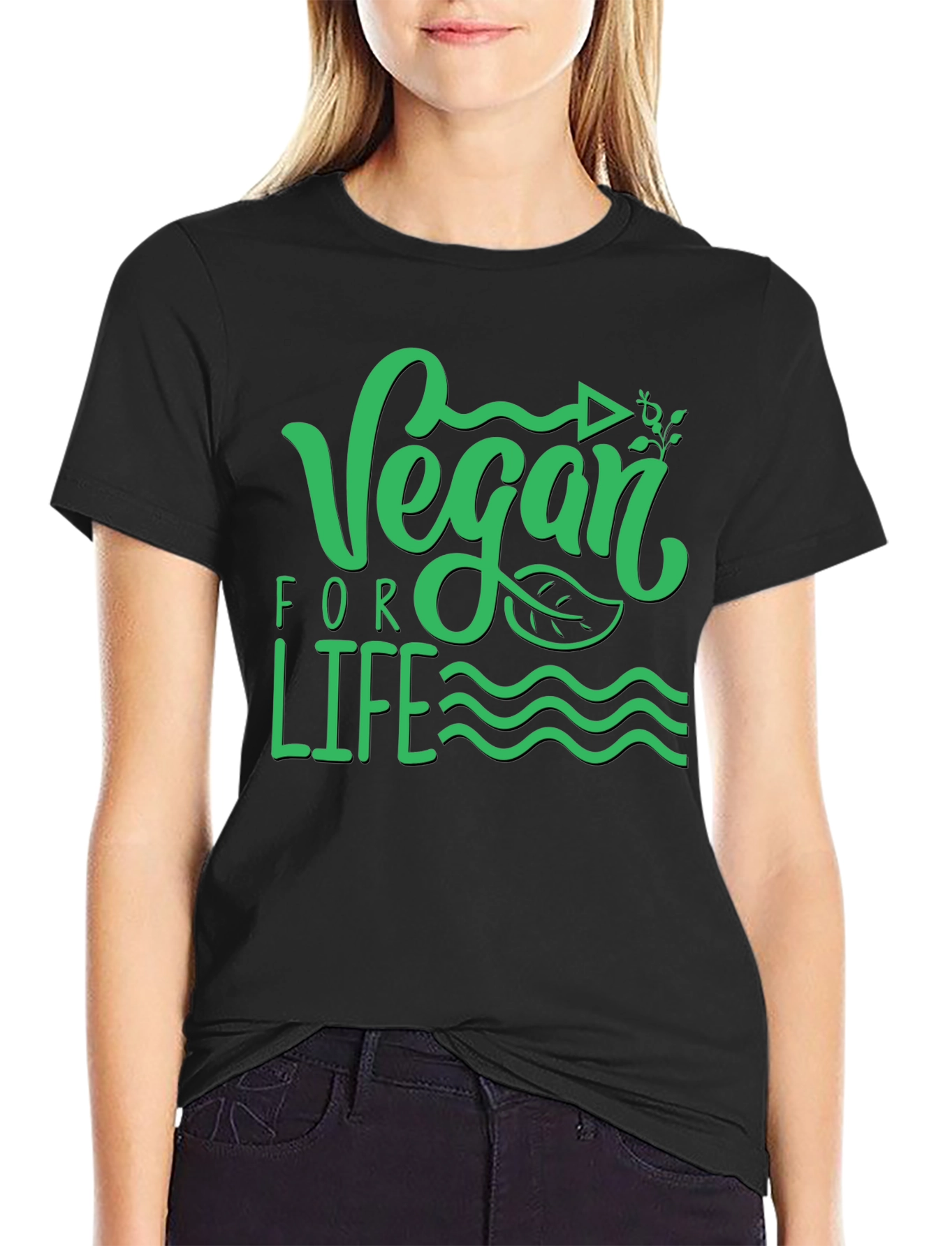 Vegan For Life Graphic T-Shirt Black