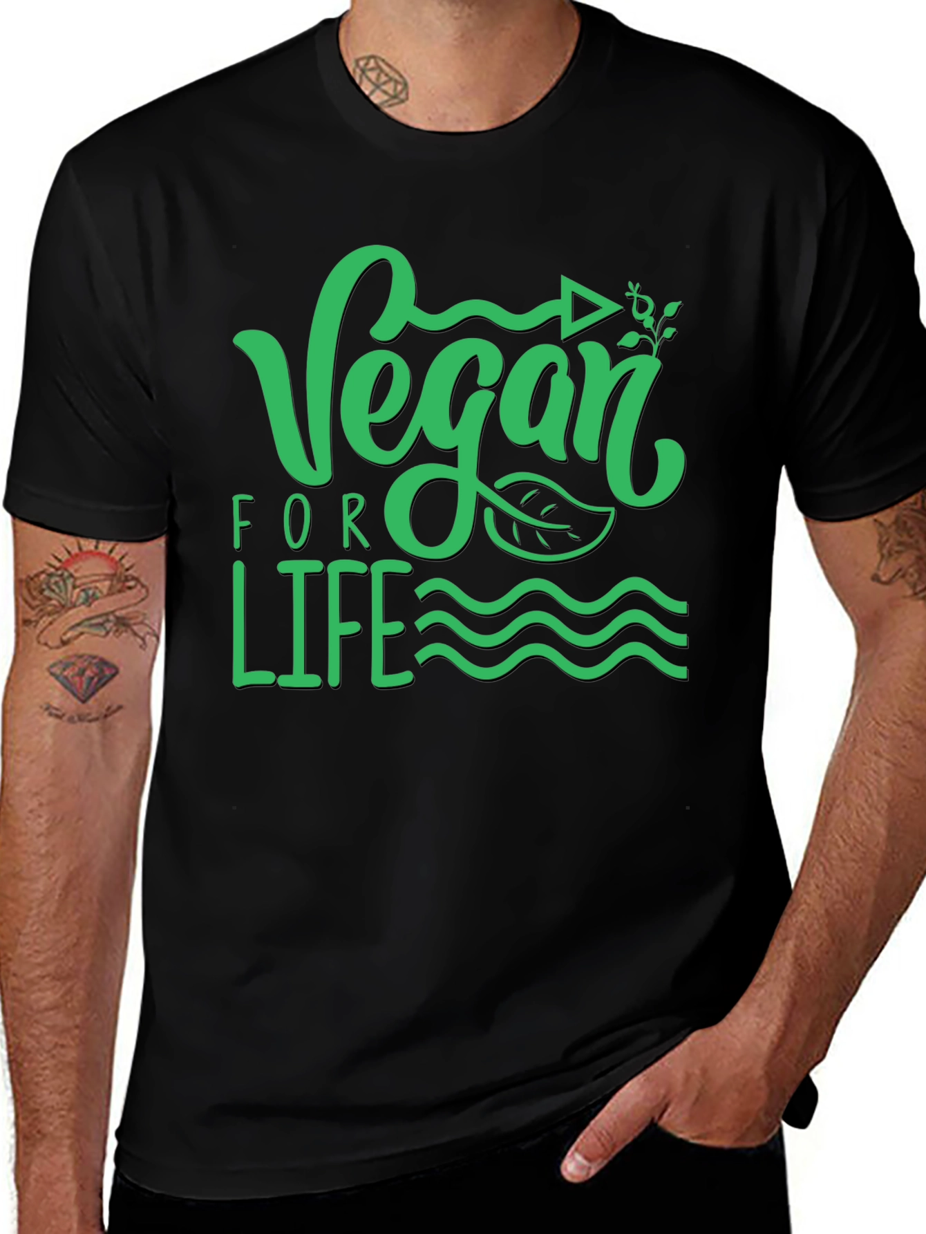 Vegan For Life Graphic T-Shirt Black