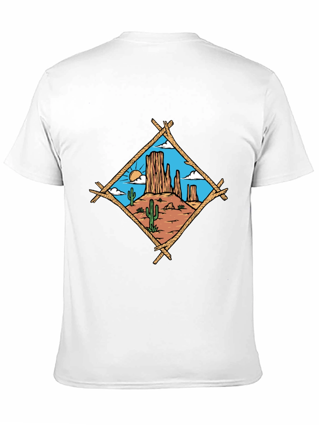 Desert Scene Graphic Tee - Black Cotton T-Shirt