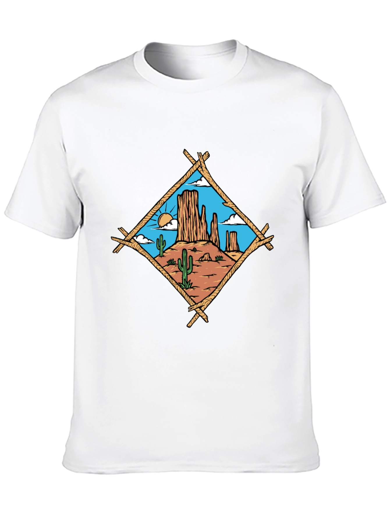 Desert Scene Graphic Tee - Black Cotton T-Shirt