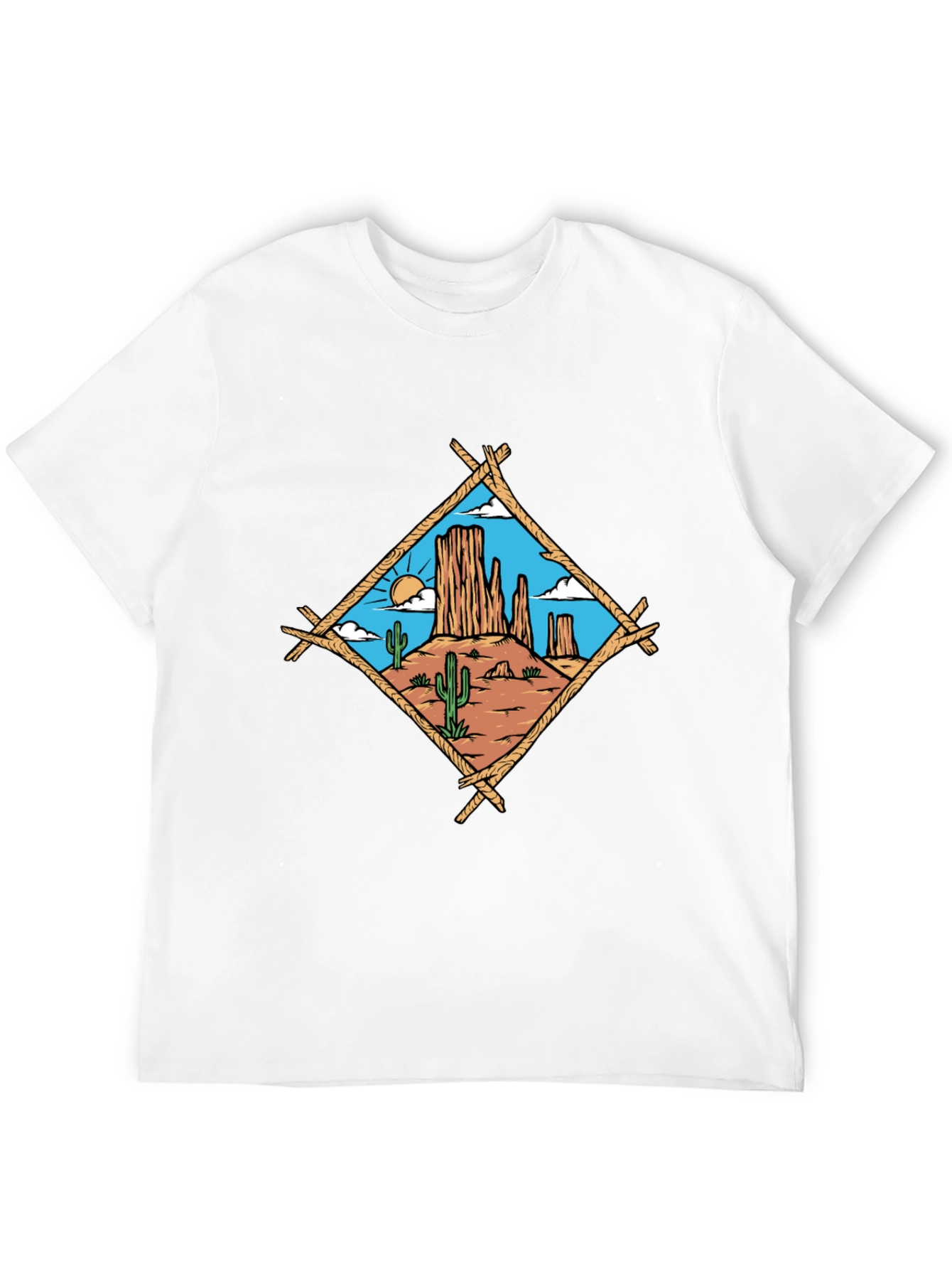 Desert Scene Graphic Tee - Black Cotton T-Shirt
