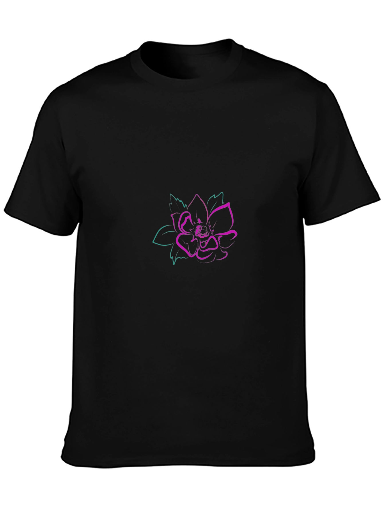 Floral Graphic Tee - Black Cotton Comfort