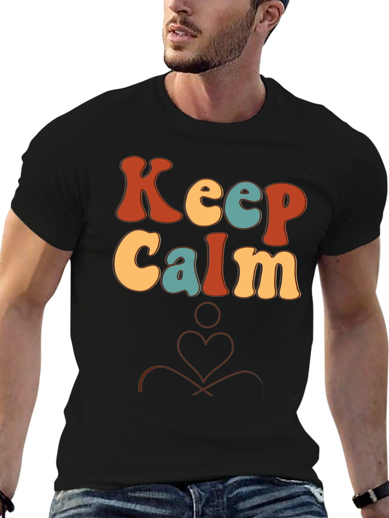 Keep Calm Retro Graphic Tee - Black