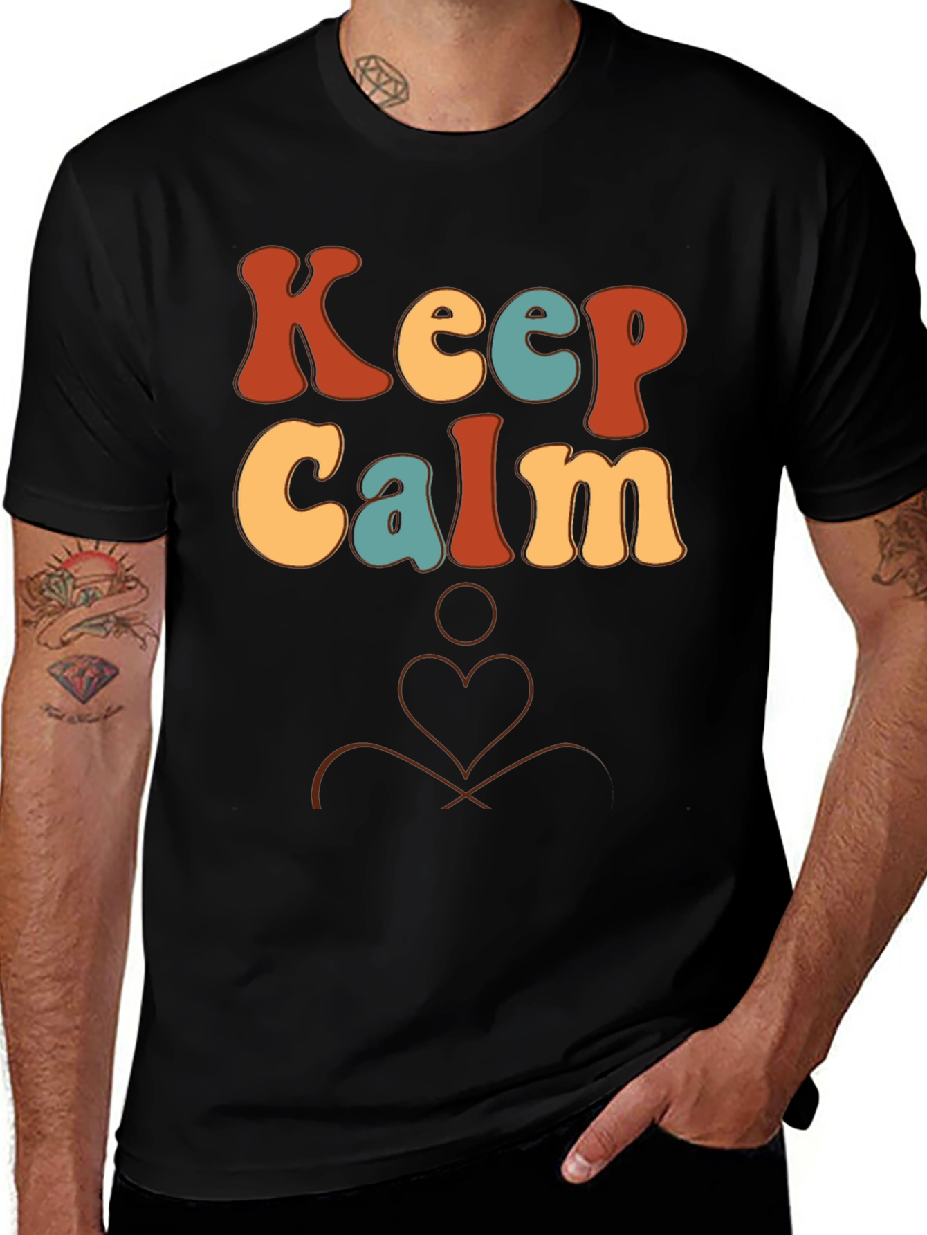 Keep Calm Retro Graphic Tee - Black