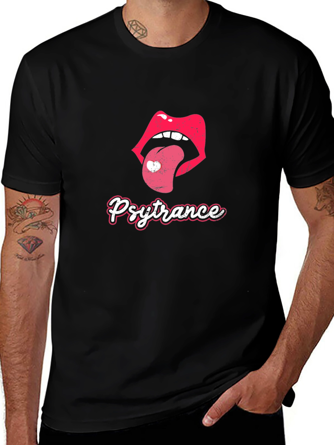 Psytrance Lips Black T-Shirt