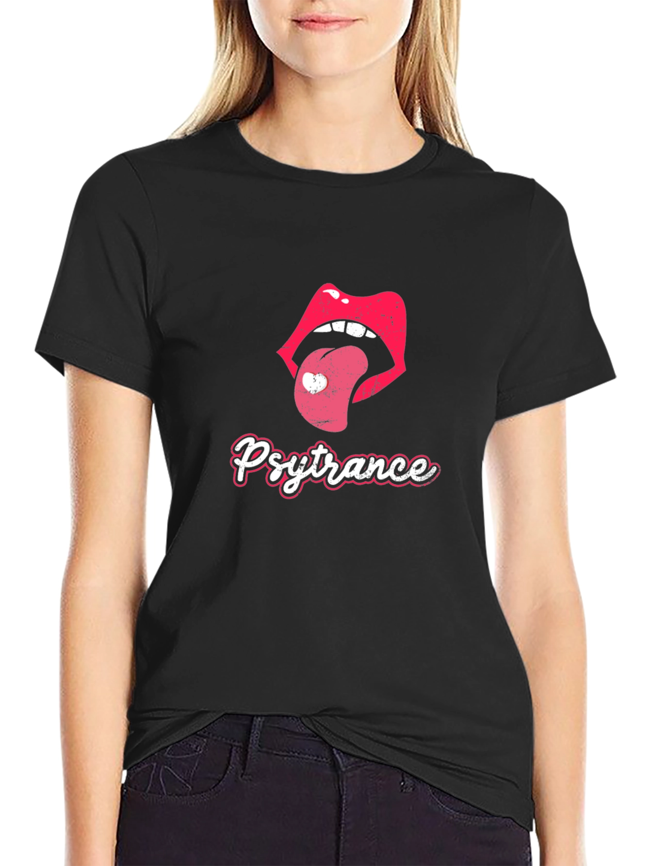 Psytrance Lips Black T-Shirt