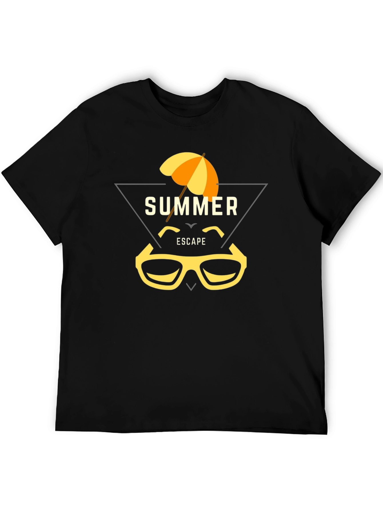 Summer Escape Graphic Tee - Black Cotton T-Shirt