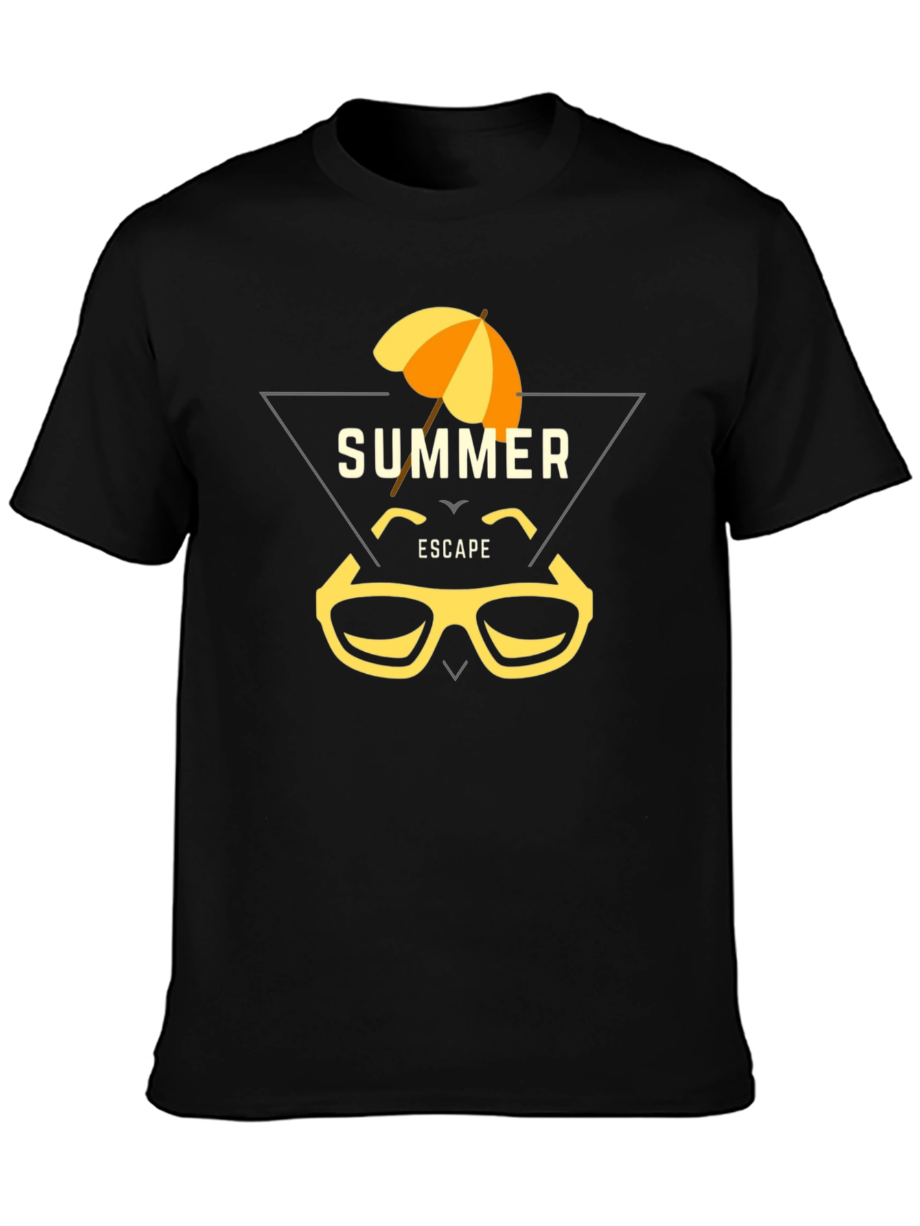 Summer Escape Graphic Tee - Black Cotton T-Shirt