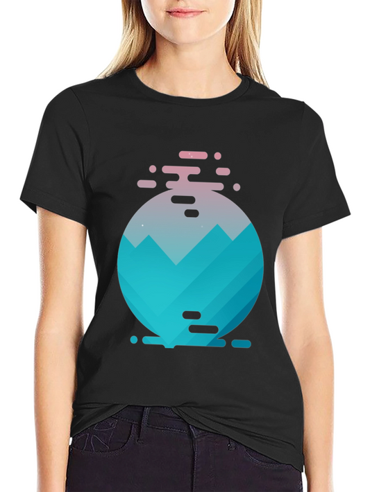 Geometric Mountain Graphic Tee - Black