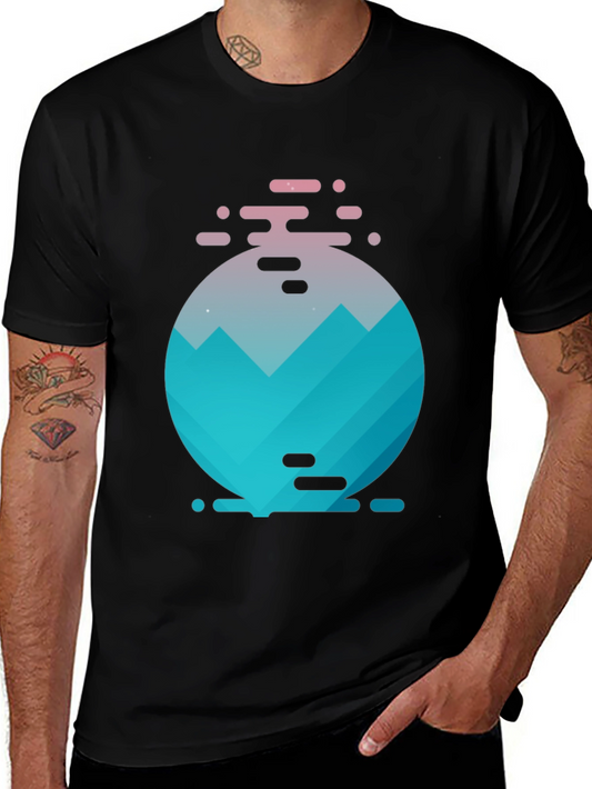Geometric Mountain Graphic Tee - Black