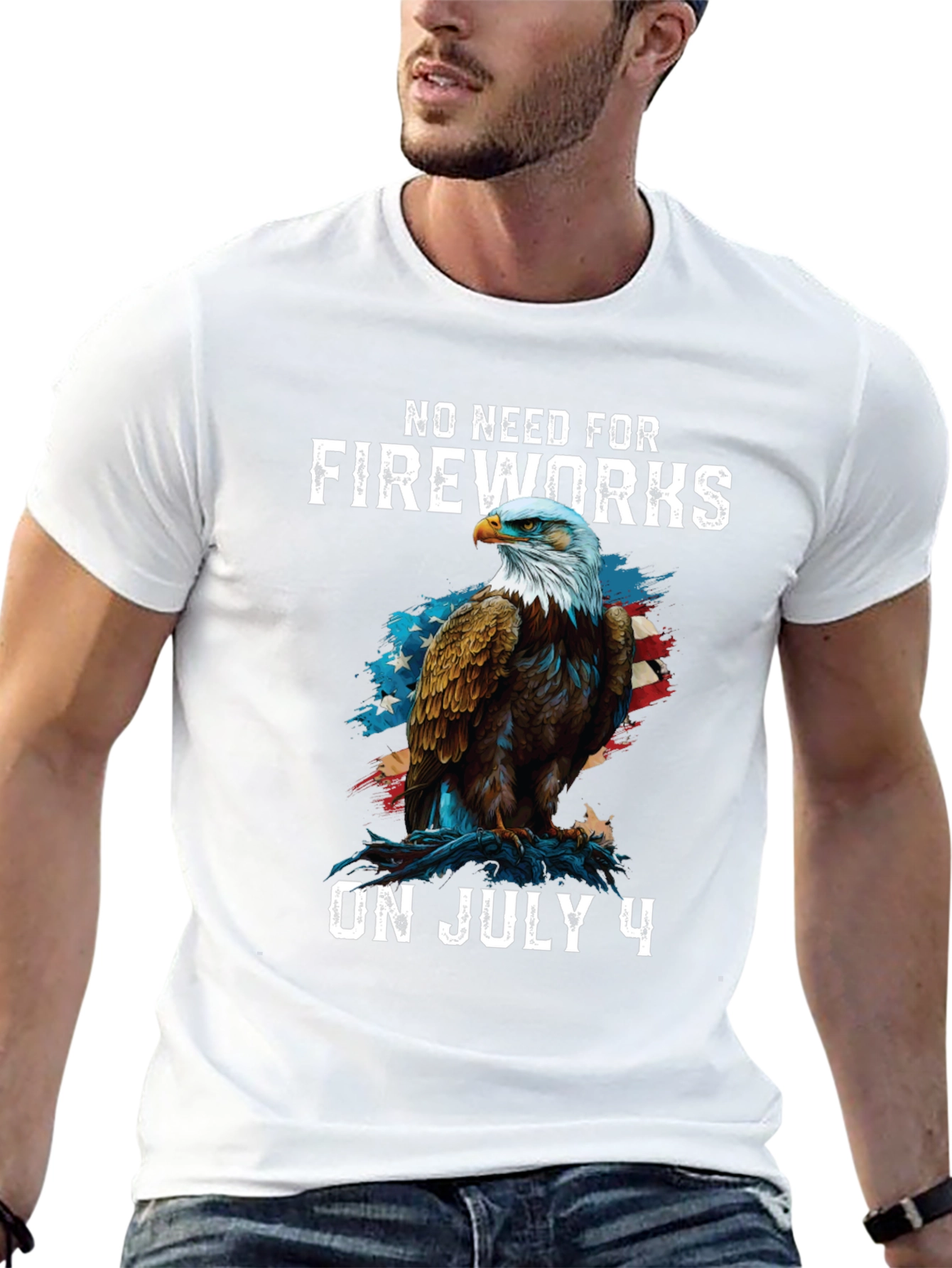 No Fireworks Needed Patriotic Bald Eagle T-Shirt