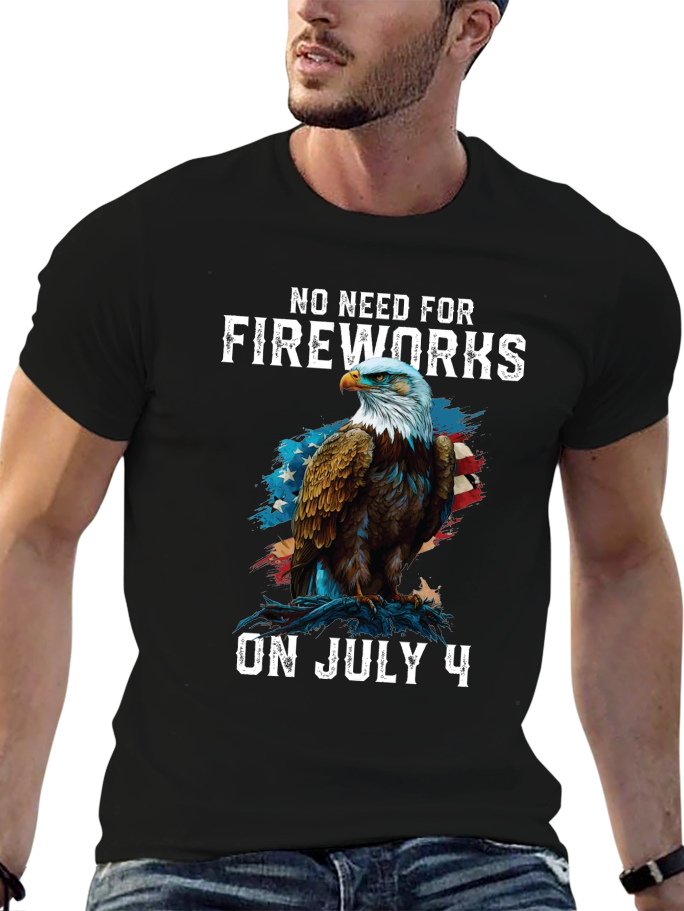 No Fireworks Needed Patriotic Bald Eagle T-Shirt
