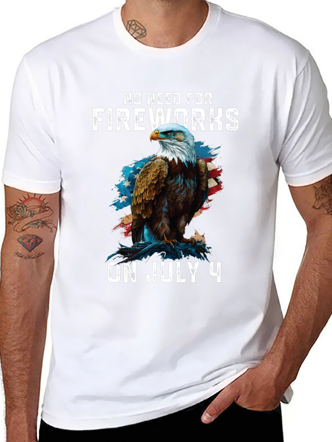 No Fireworks Needed Patriotic Bald Eagle T-Shirt