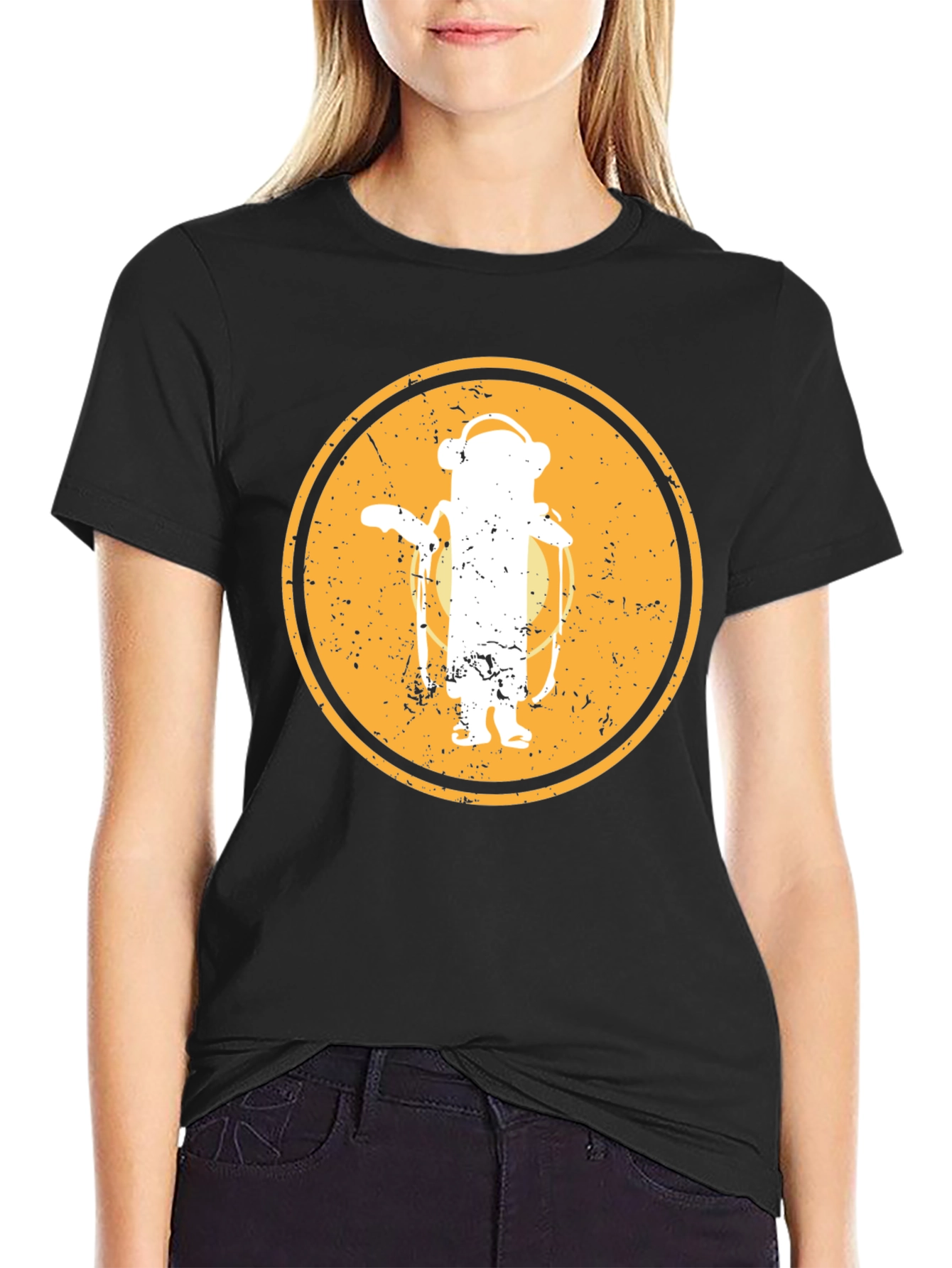 Retro Monkey T-Shirt - Black Cotton Blend