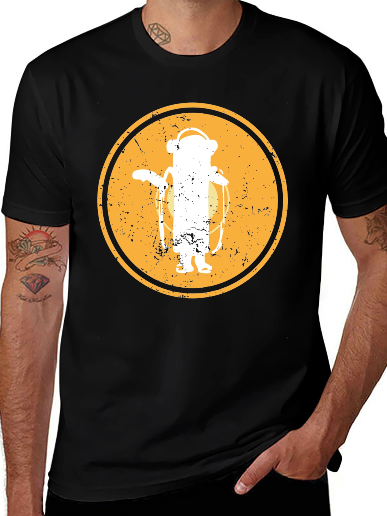 Retro Monkey T-Shirt - Black Cotton Blend