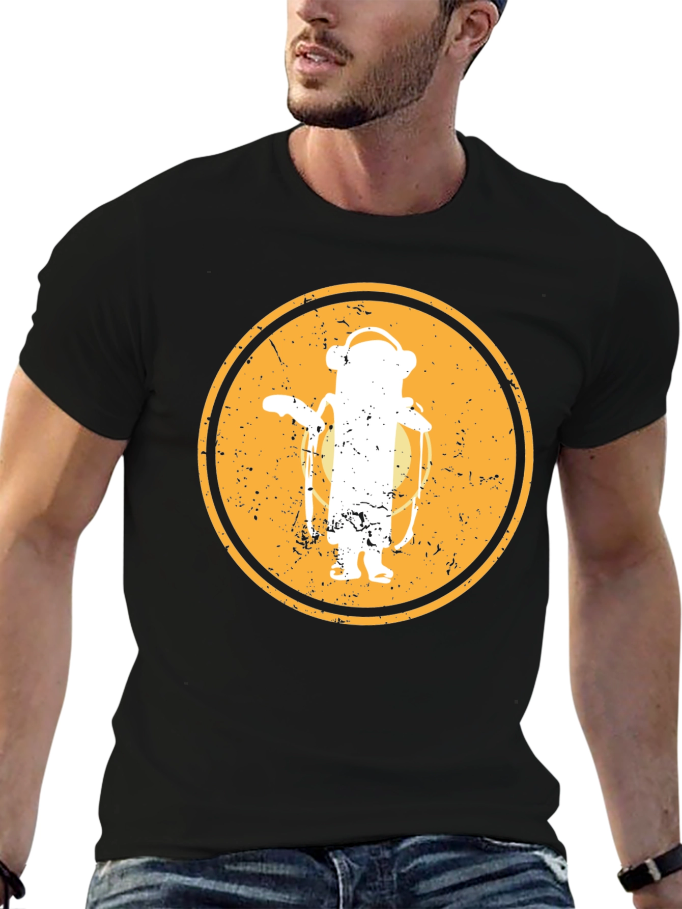 Retro Monkey T-Shirt - Black Cotton Blend