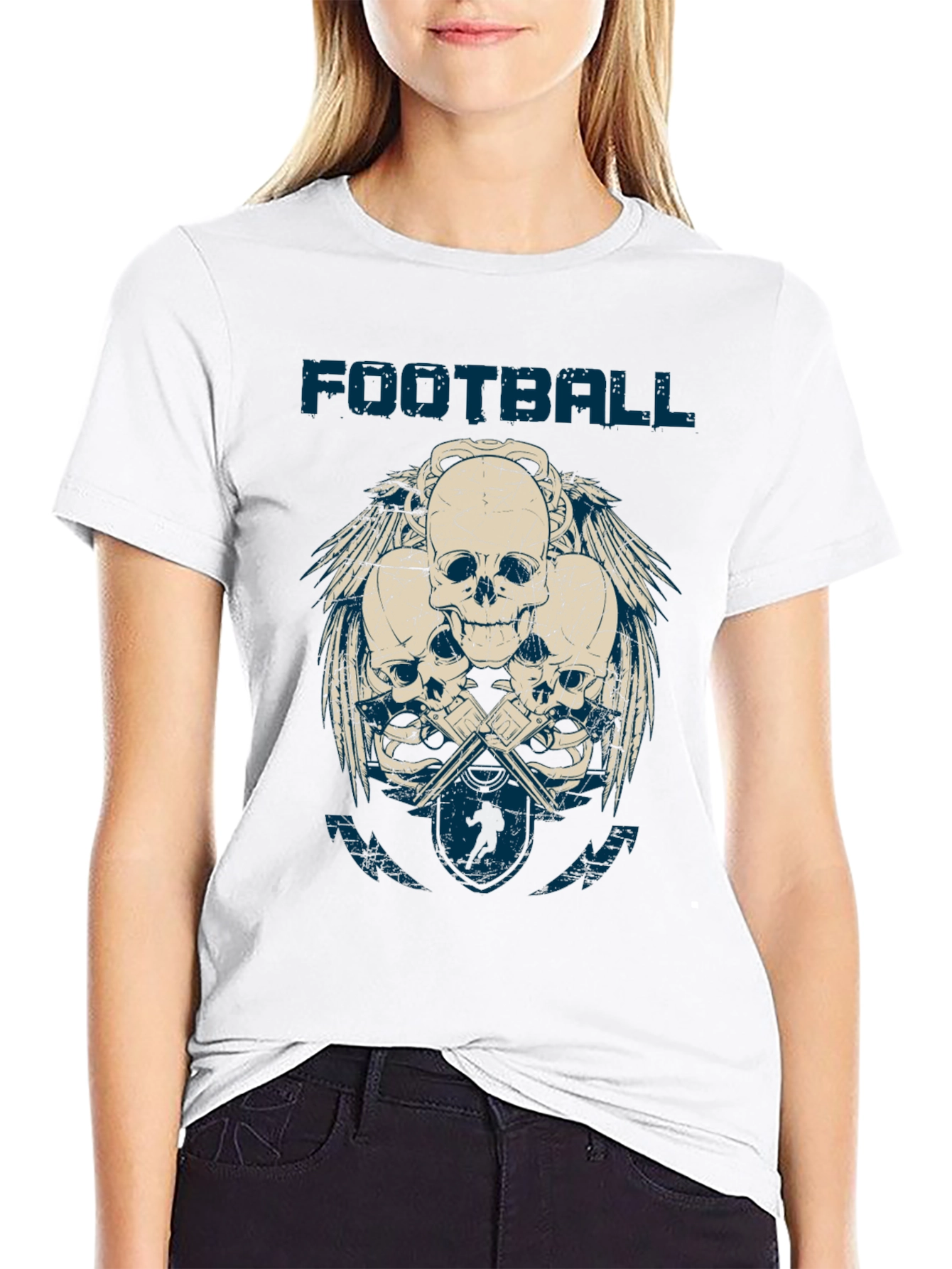 Football Skulls Graphic T-Shirt - Mens Casual Tee