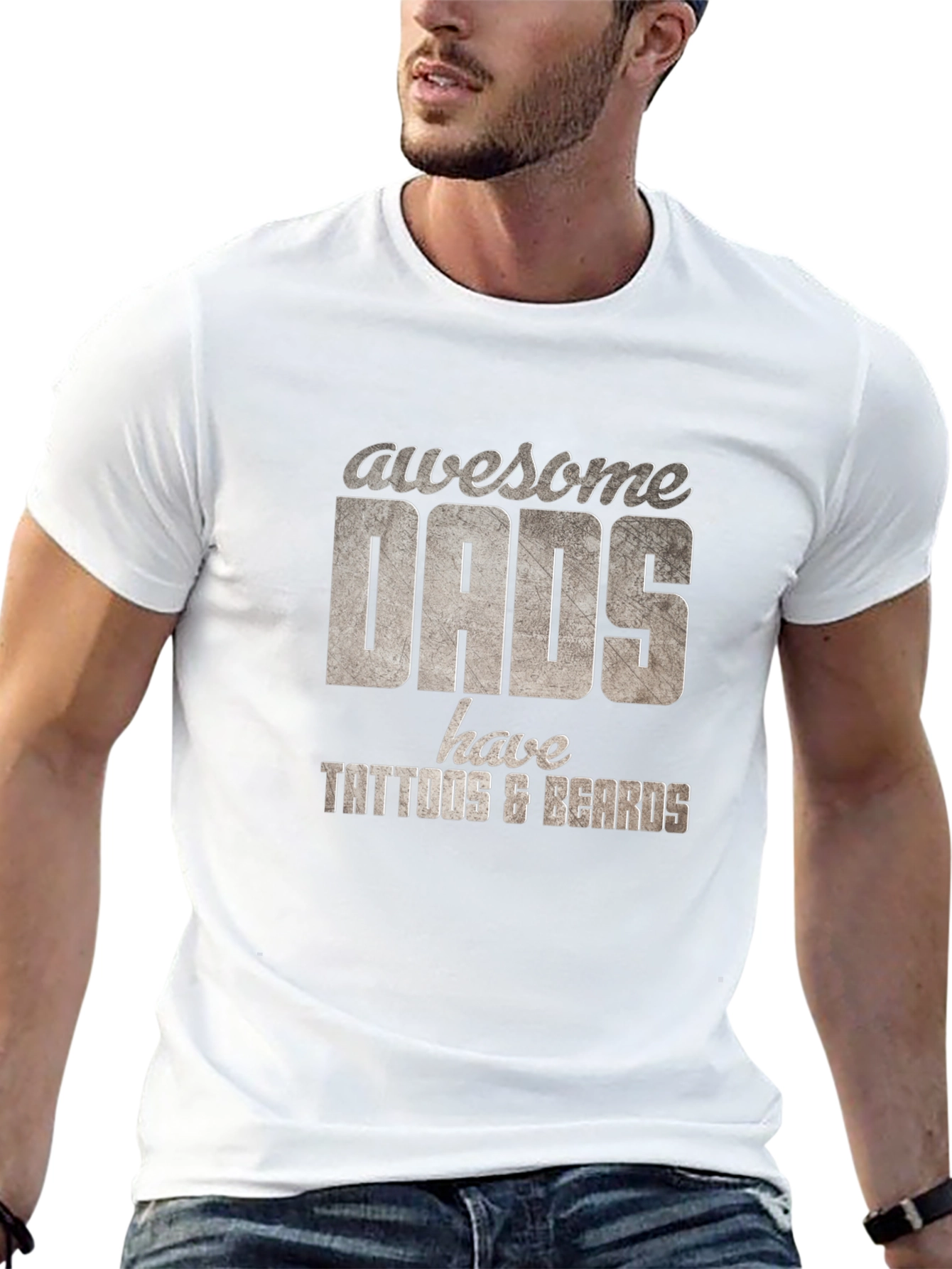 Awesome Dads Tattoo & Beard T-Shirt