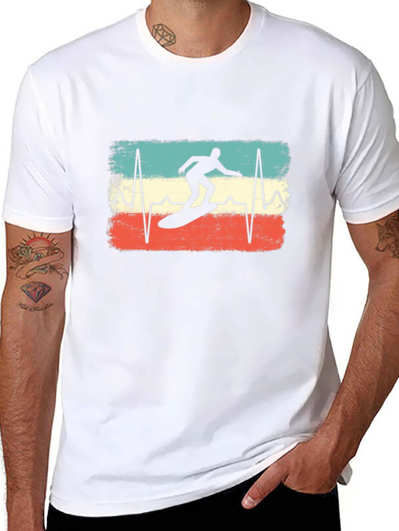 Retro Surfer Heartbeat T-Shirt