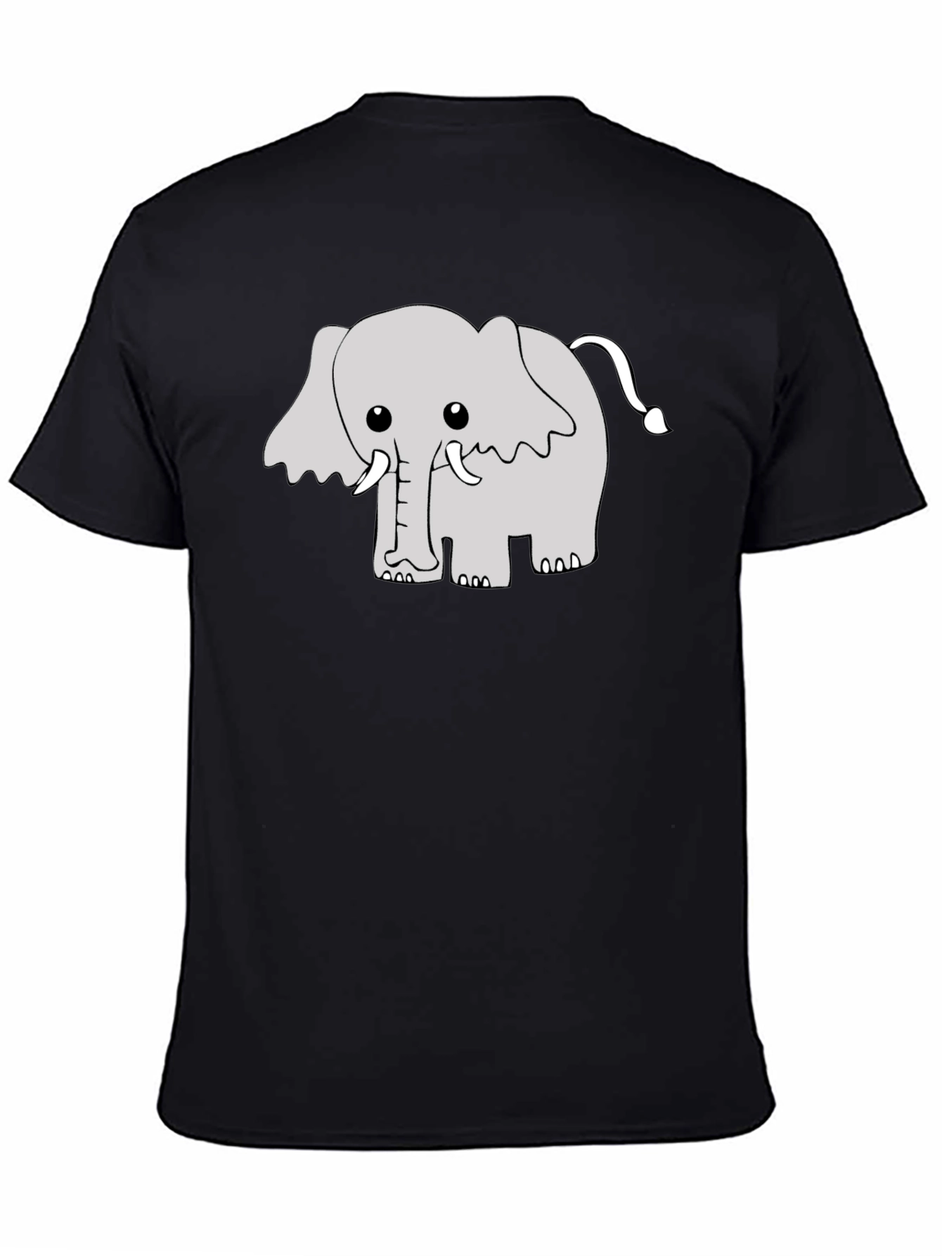 Cute Cartoon Elephant Graphic Tee - Black