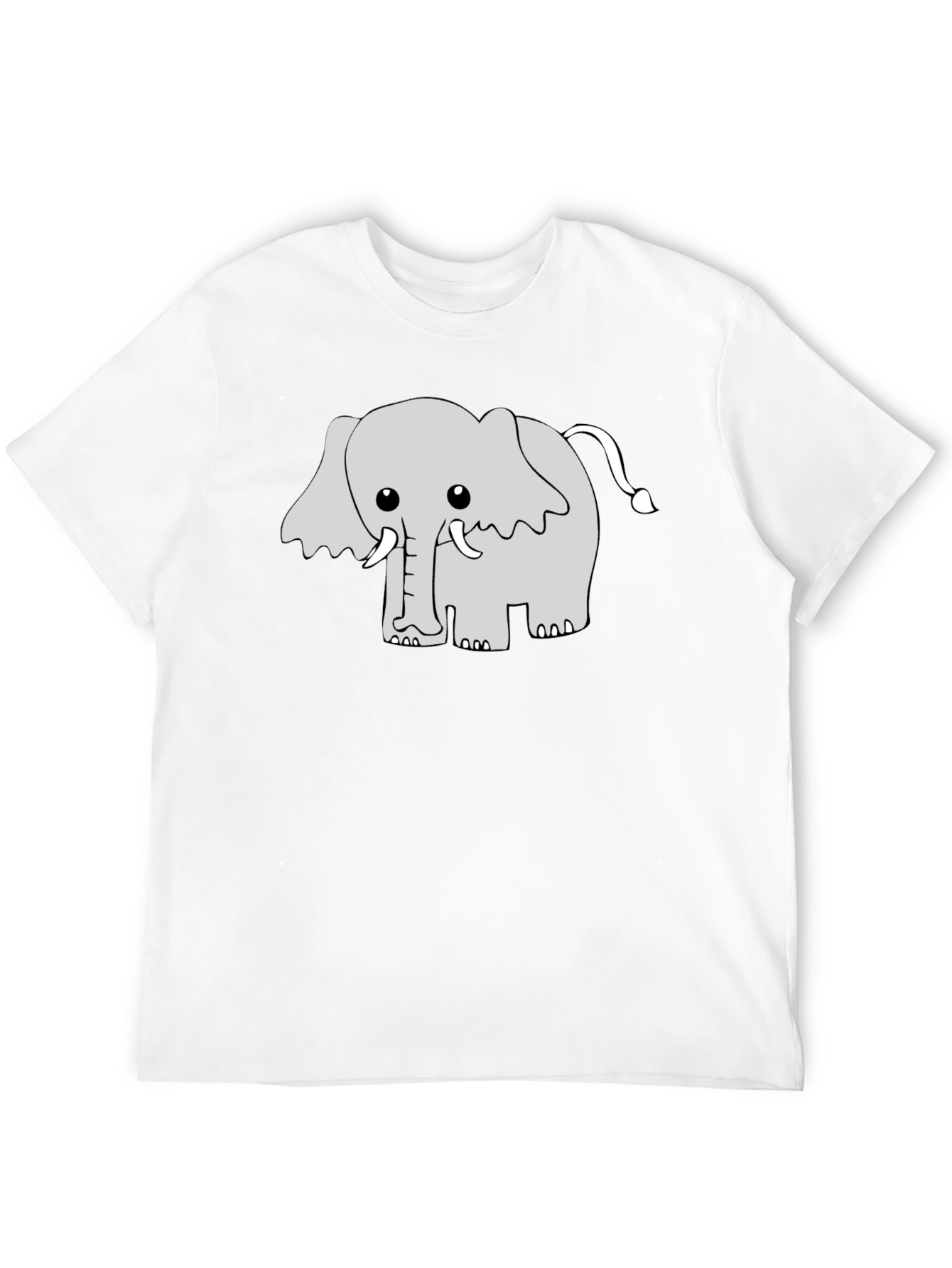 Cute Cartoon Elephant Graphic Tee - Black