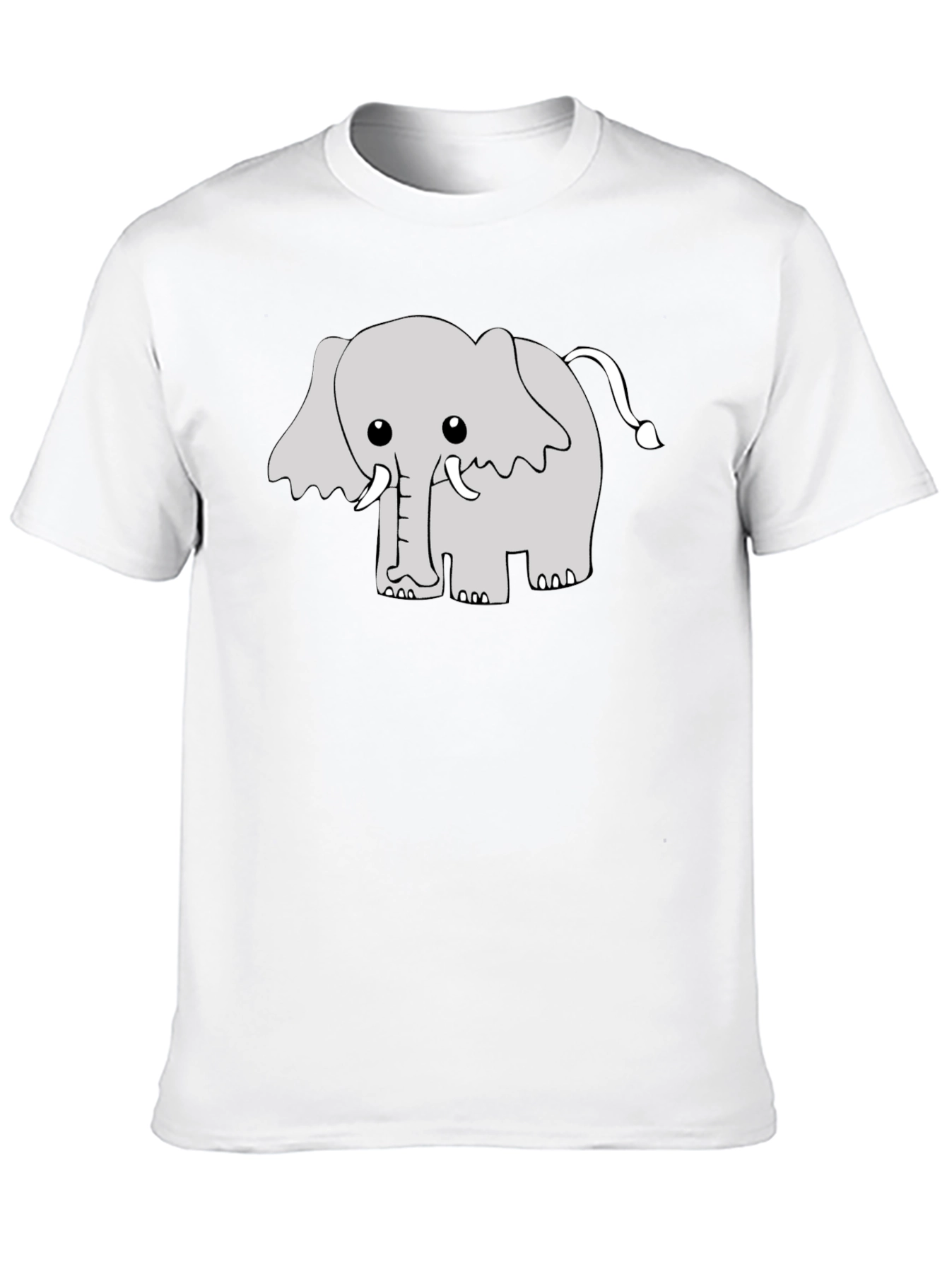 Cute Cartoon Elephant Graphic Tee - Black