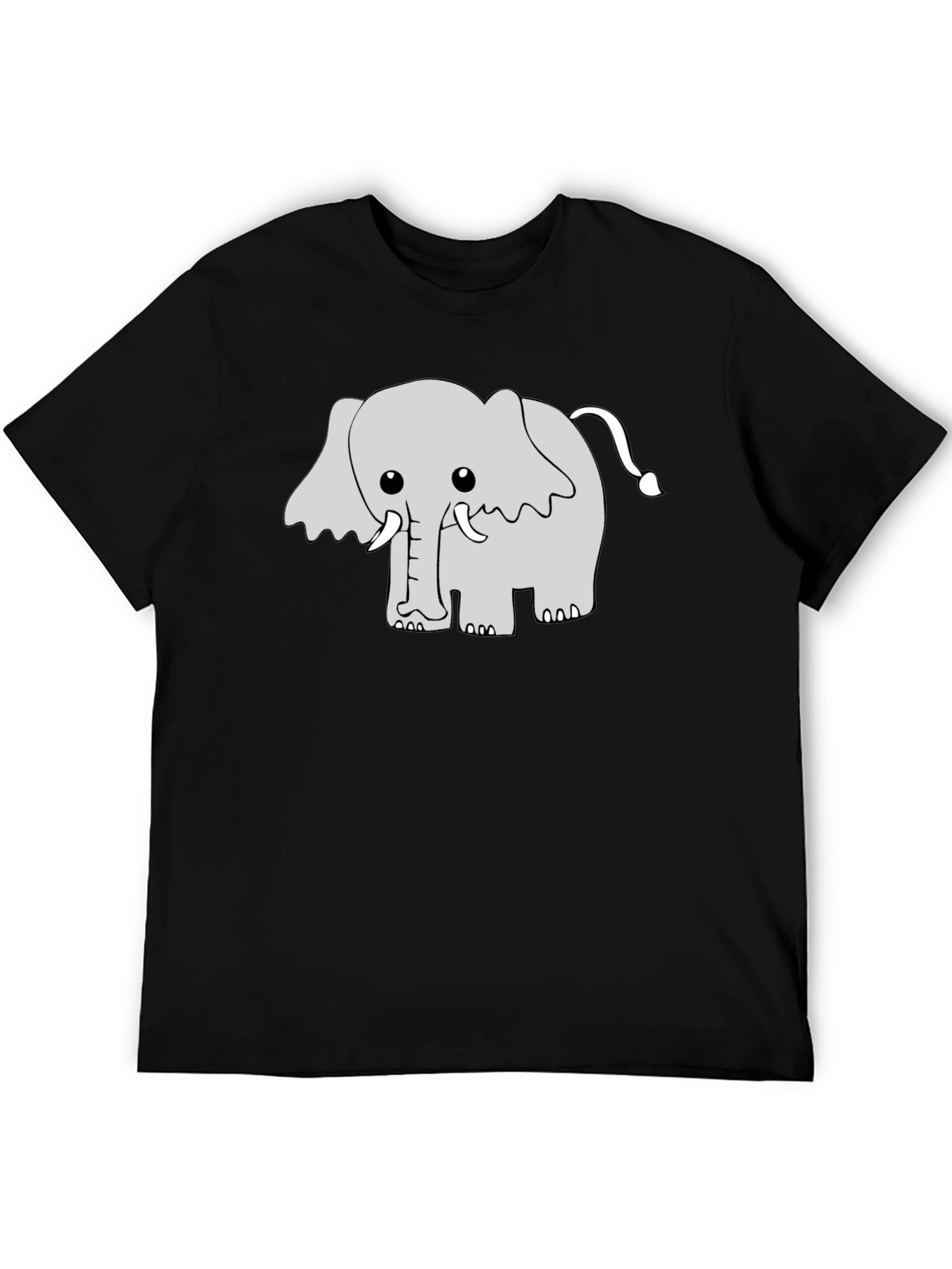 Cute Cartoon Elephant Graphic Tee - Black