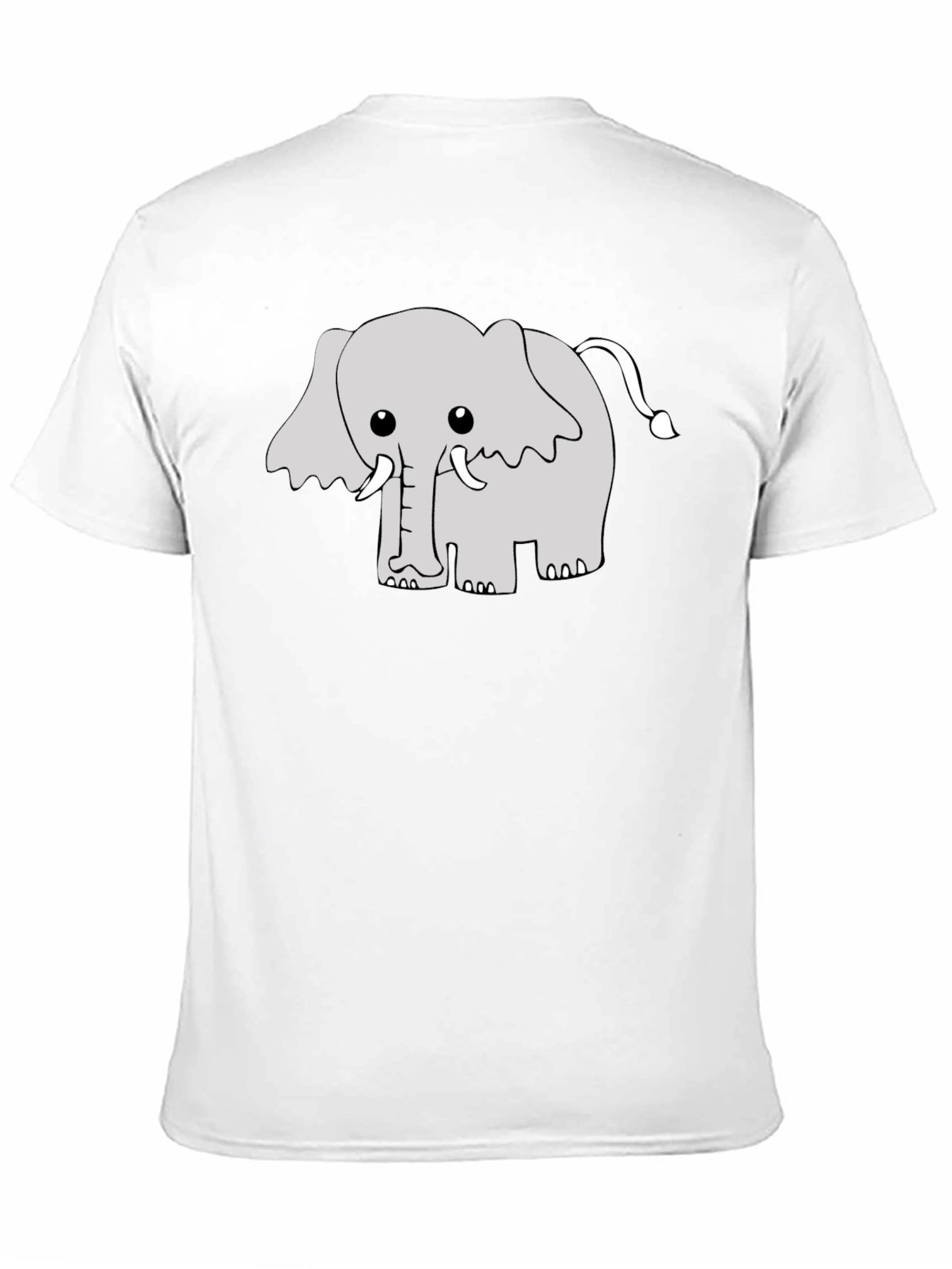 Cute Cartoon Elephant Graphic Tee - Black