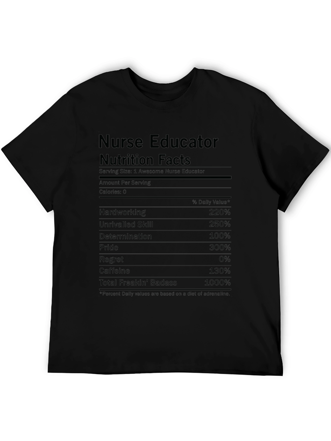 Nurse Educator Nutrition Facts Graphic T-Shirt