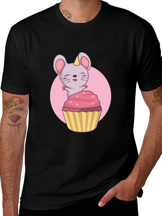 Cute Mouse Cupcake T-Shirt - Black