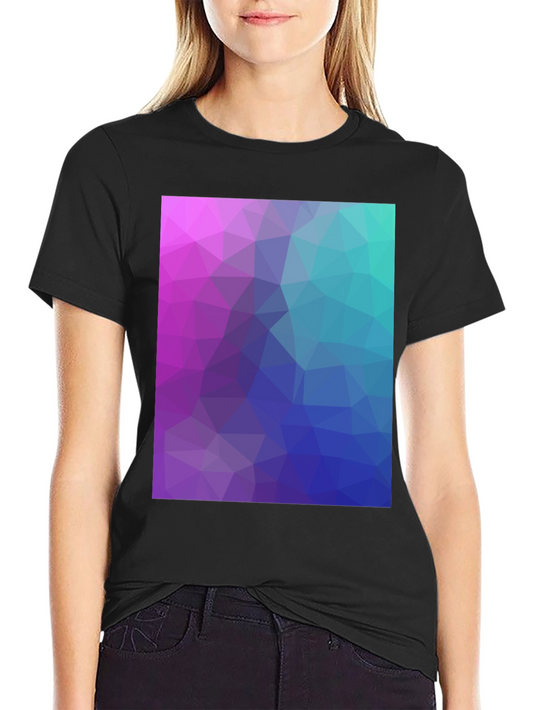Geometric Triangle Print Black Crew Neck T-Shirt