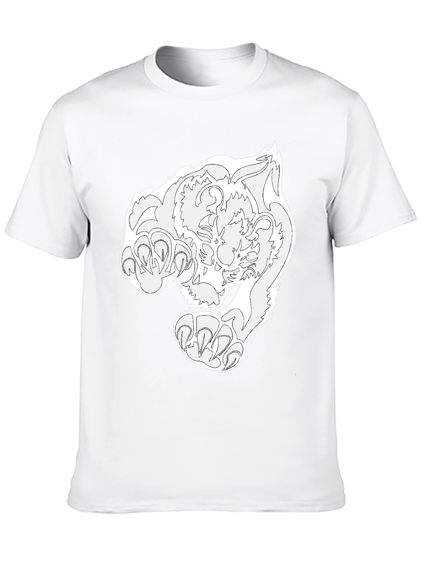 Black T-Shirt with White Tiger Graphic