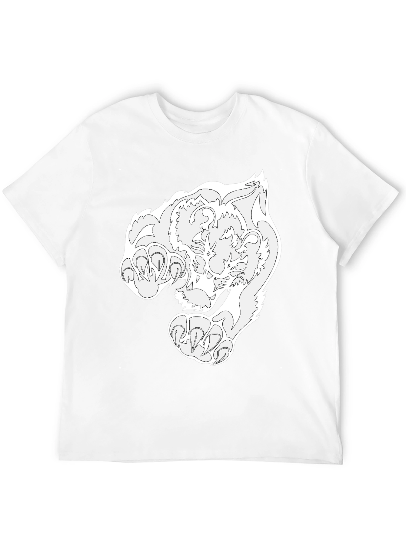 Black T-Shirt with White Tiger Graphic
