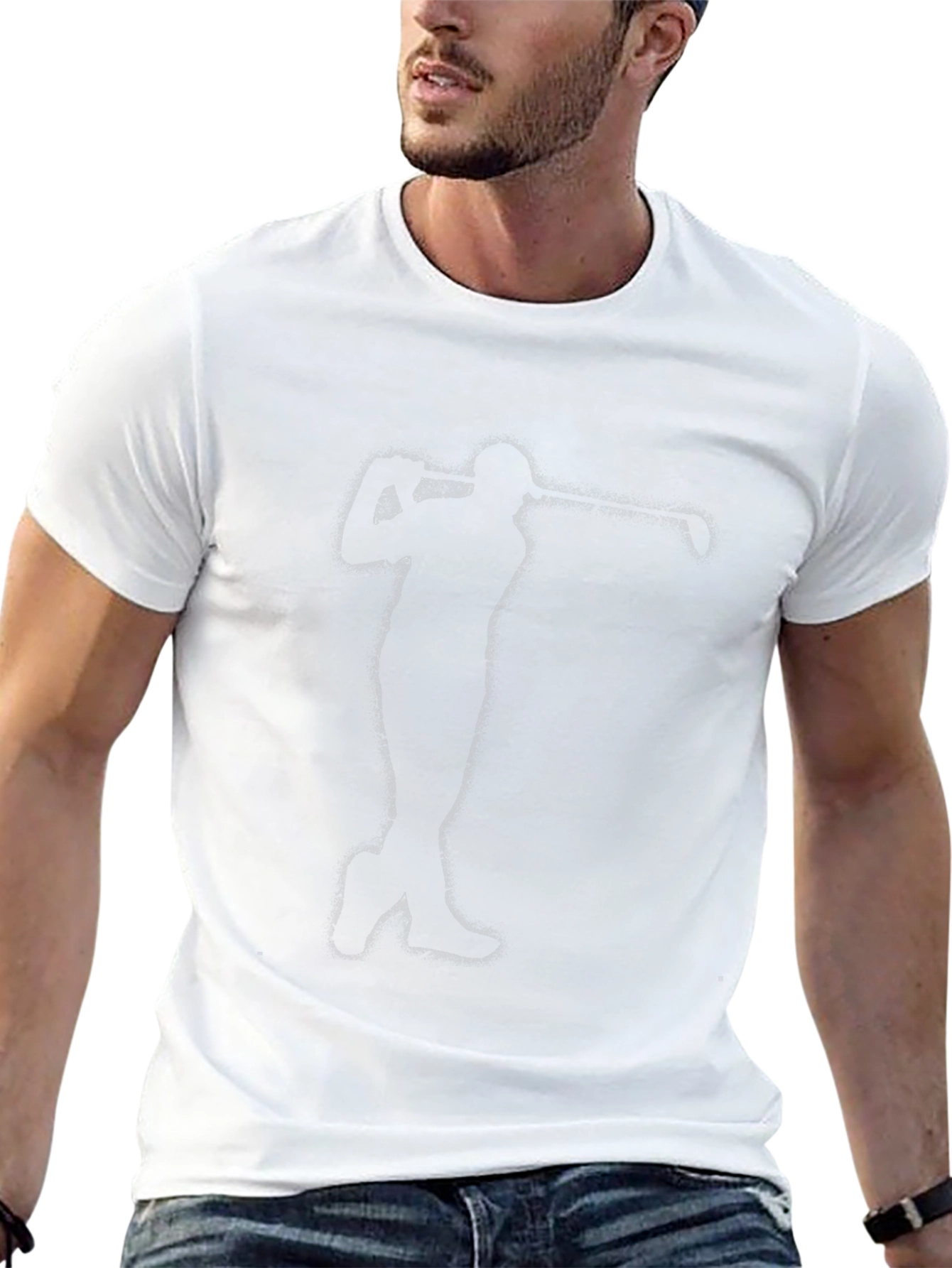 Golf Swing Silhouette Tee - Black Cotton Shirt