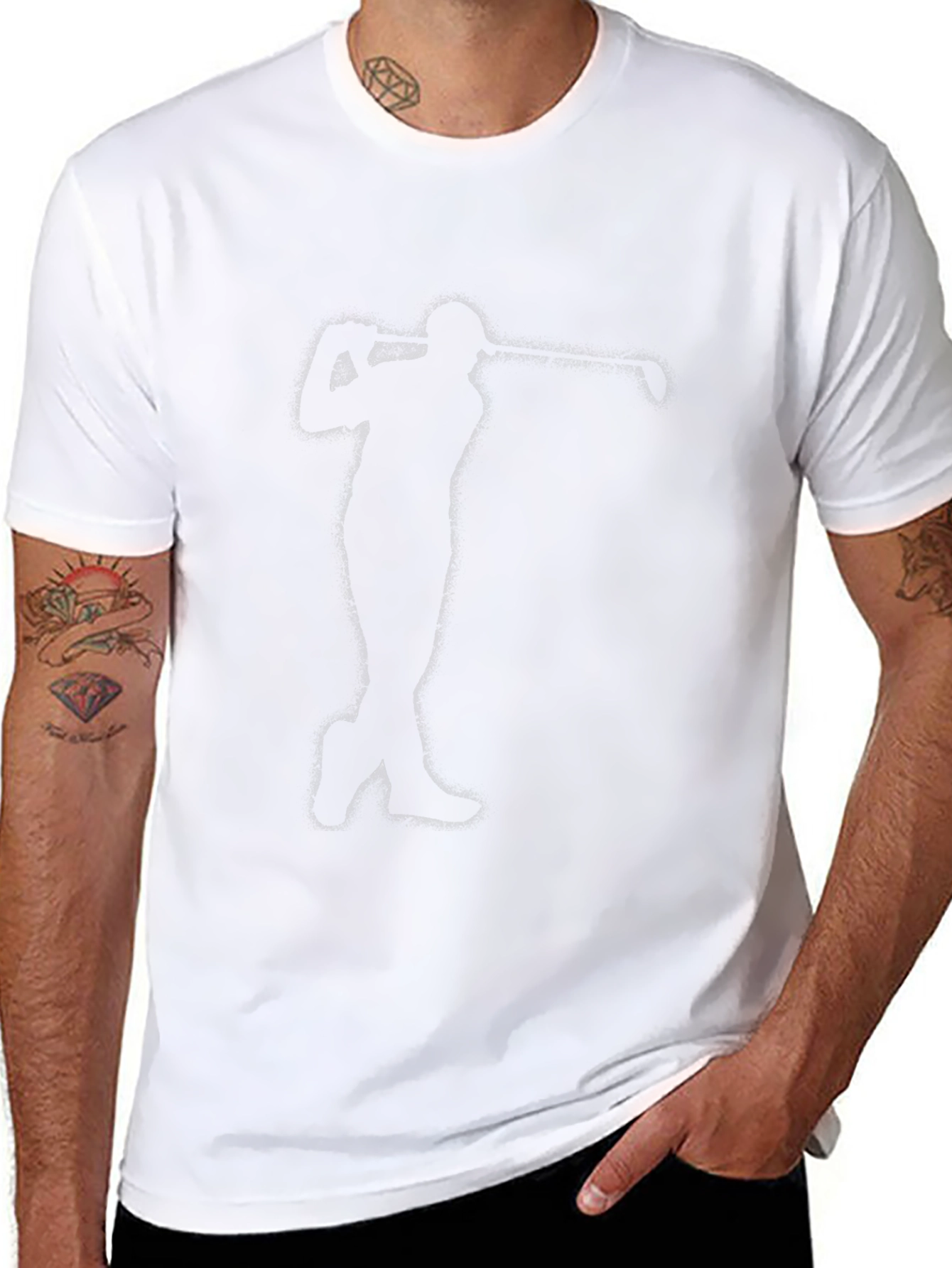 Golf Swing Silhouette Tee - Black Cotton Shirt