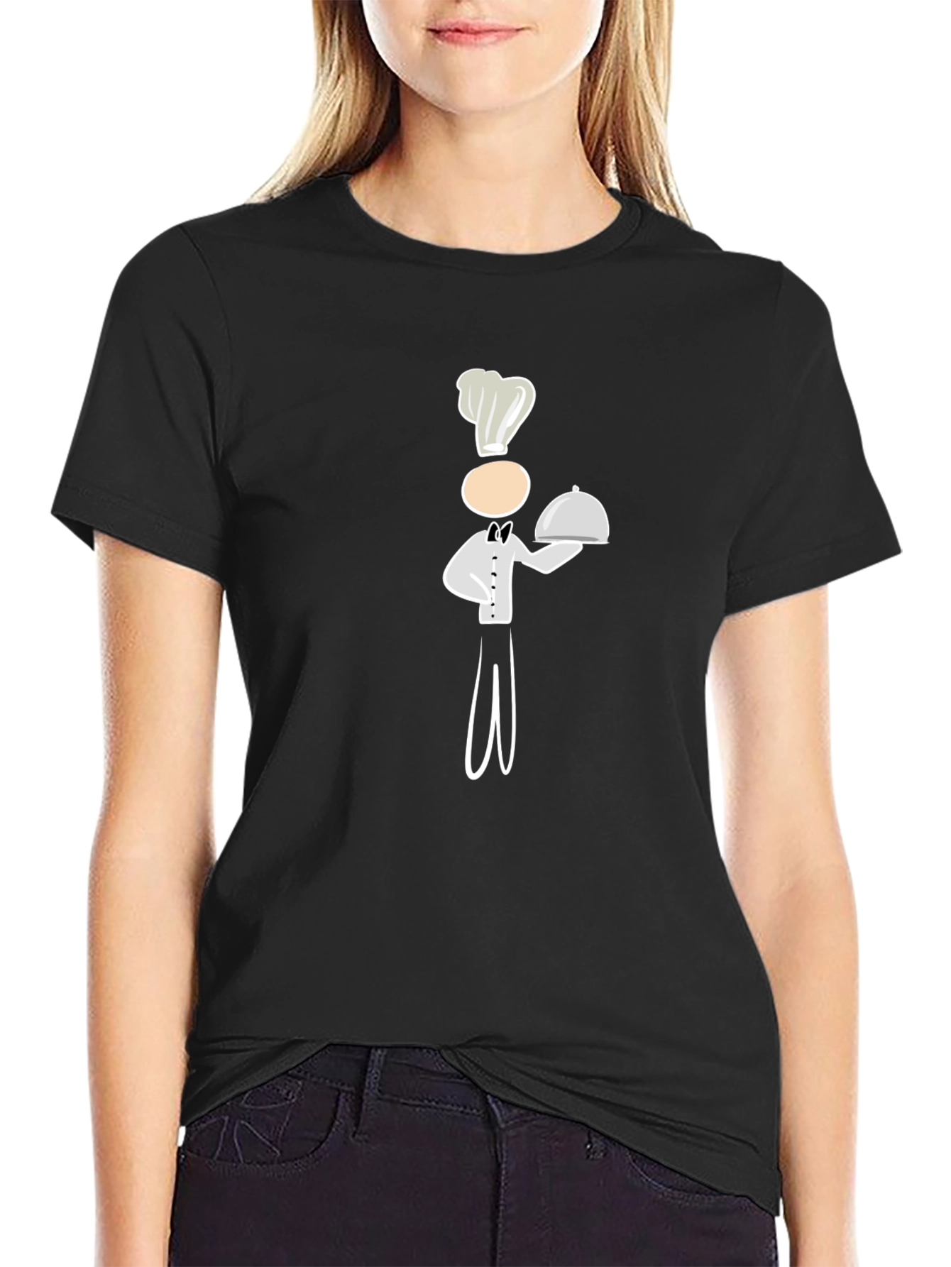 Chef Cartoon Graphic Tee - Black Cotton Blend