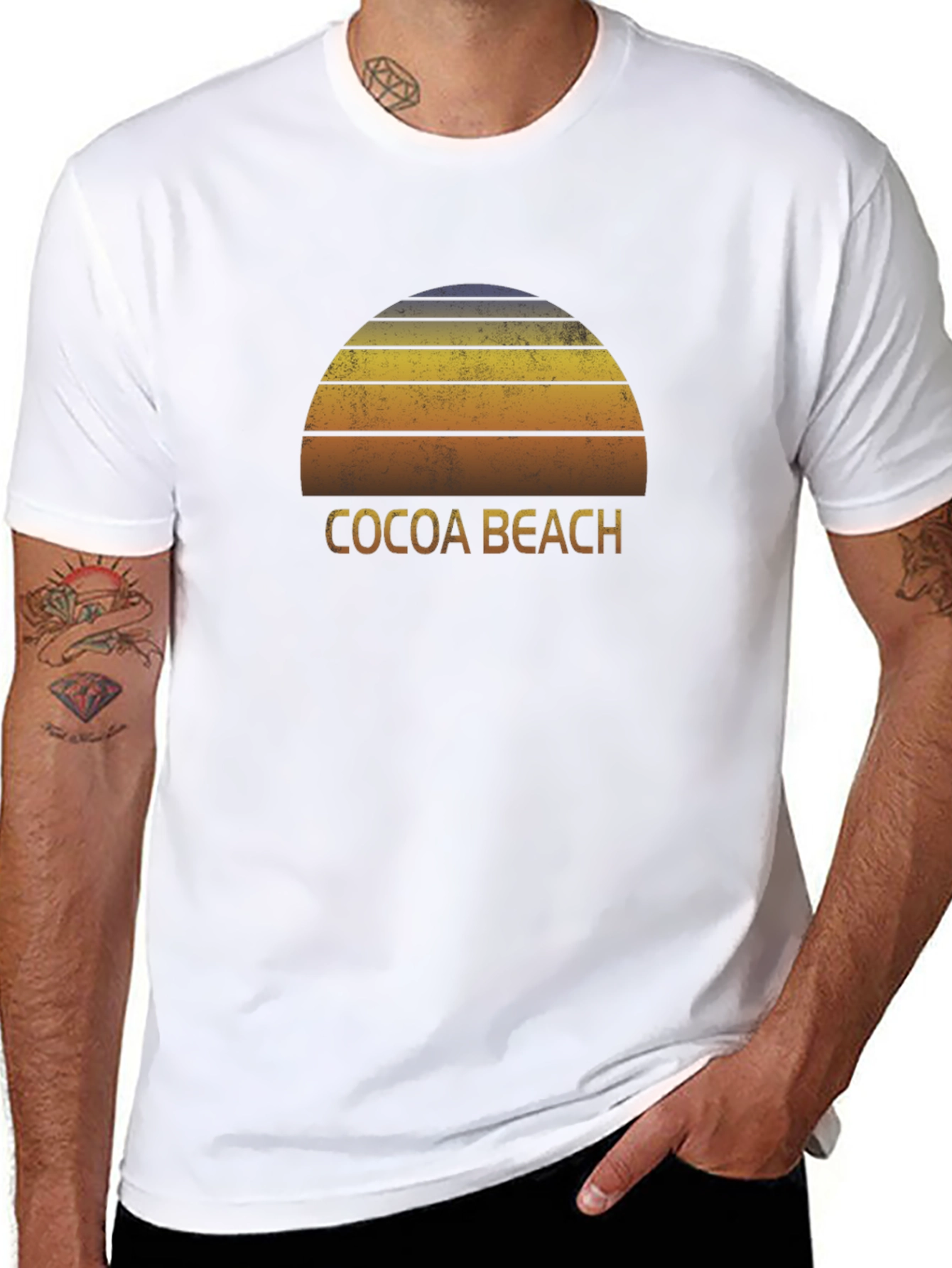 Cocoa Beach Retro Sunset Graphic Tee