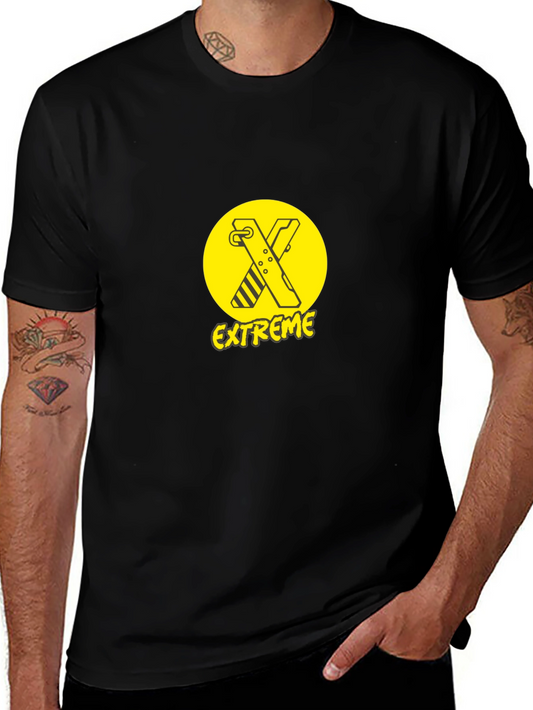 Extreme Sports T-Shirt - Black Cotton Tee with Bold Graphic