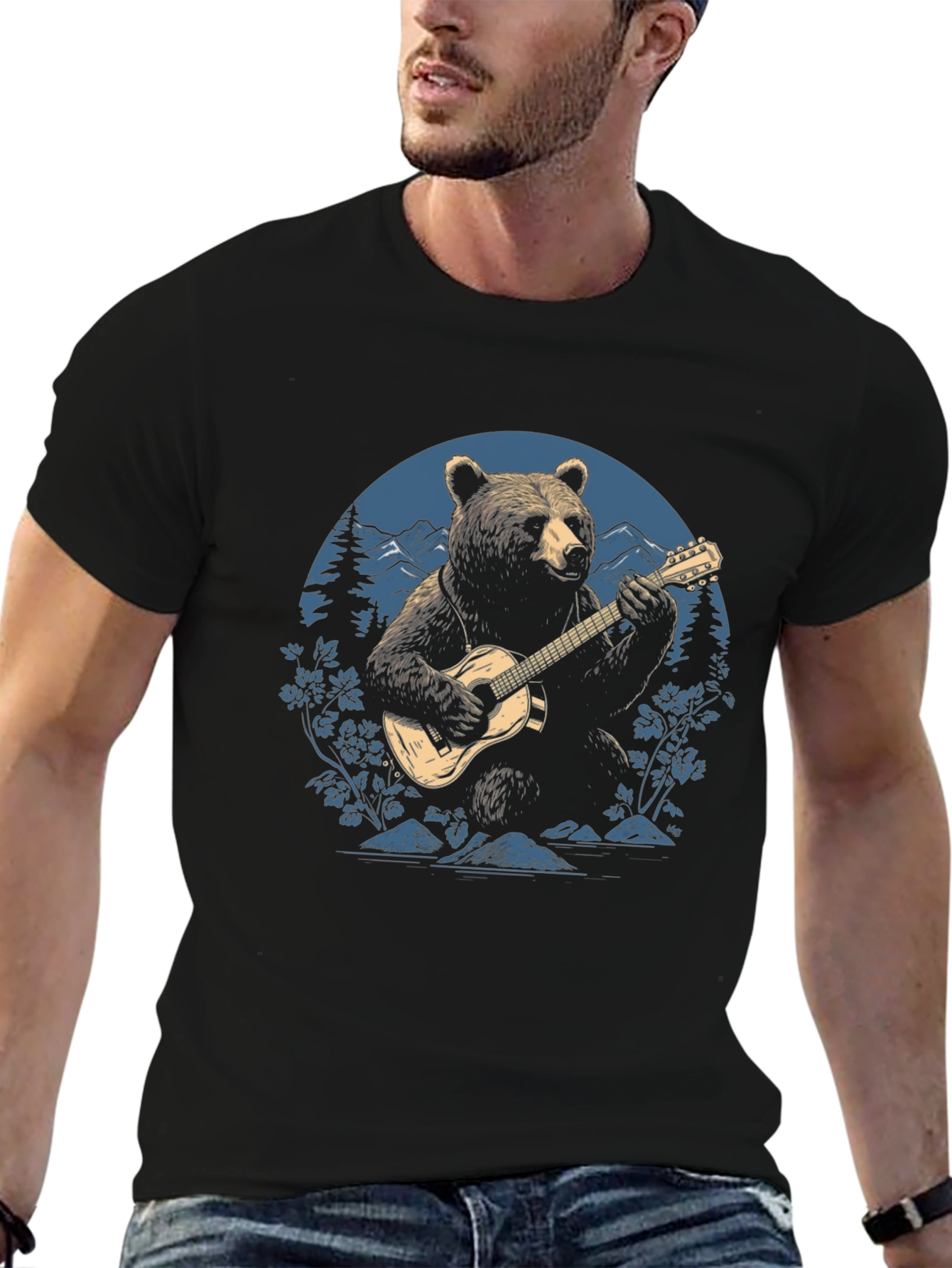 Bear Guitarist Graphic Tee