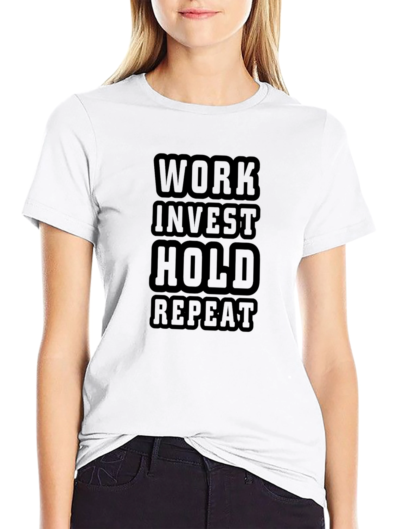 Work Invest Hold Repeat Black Graphic Tee