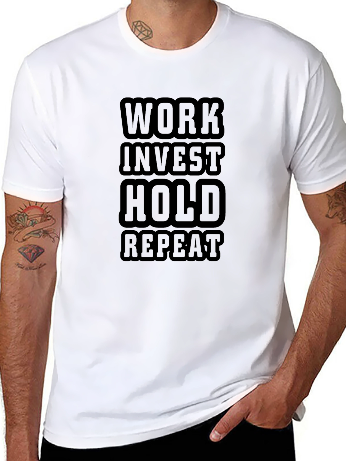 Work Invest Hold Repeat Black Graphic Tee