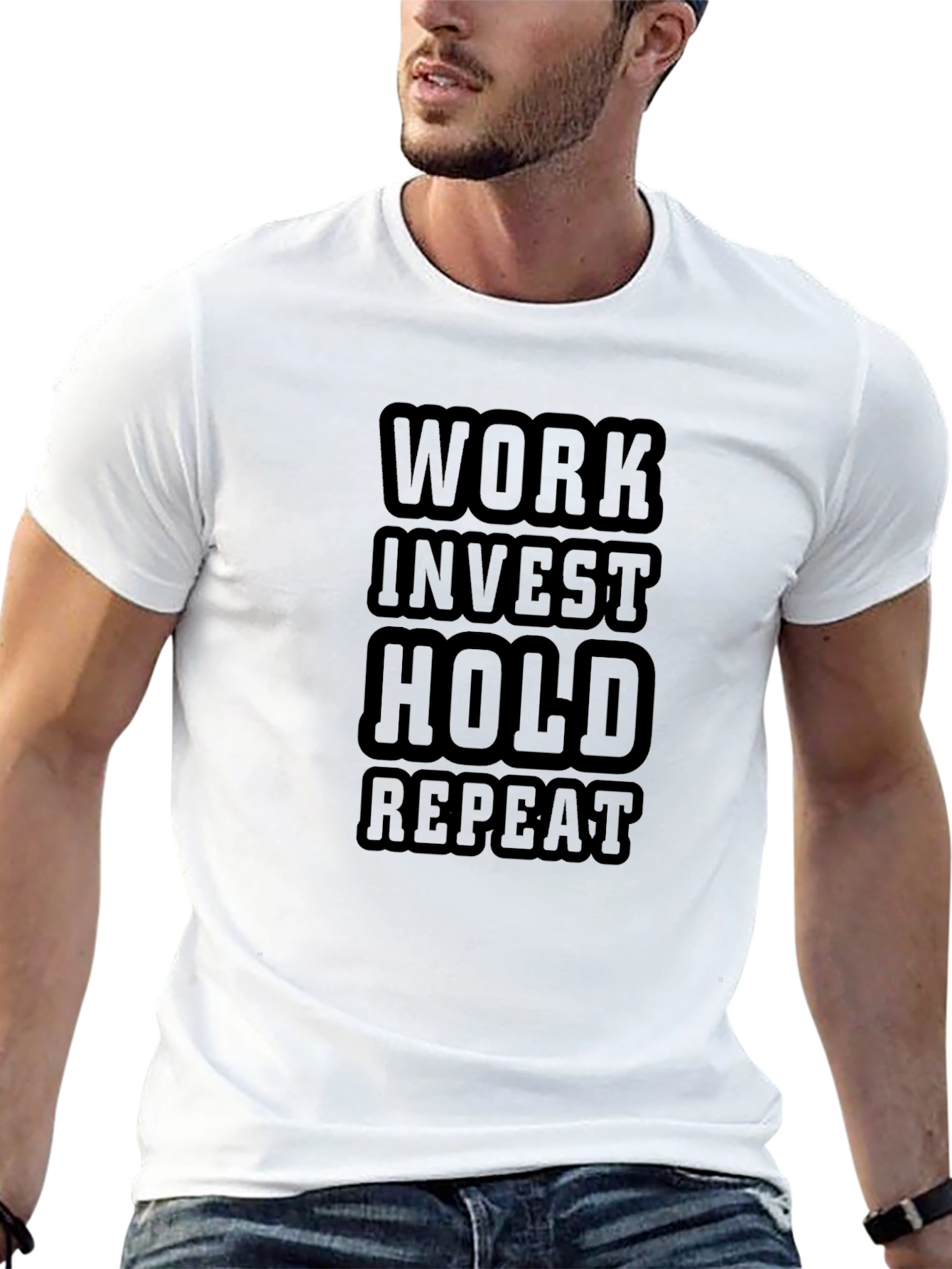 Work Invest Hold Repeat Black Graphic Tee