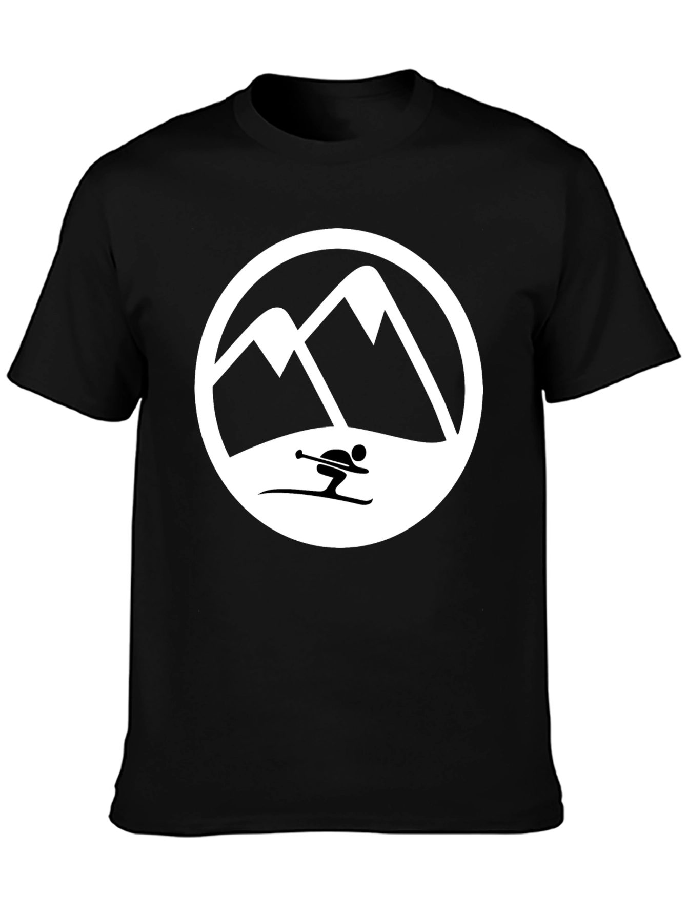 Mountain Skier T-Shirt - Black Graphic Tee