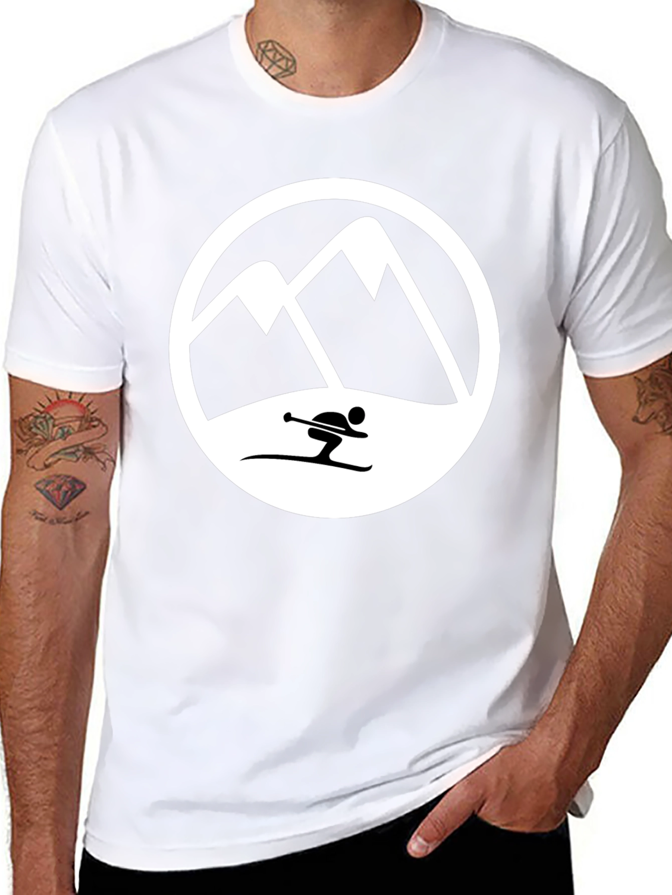 Mountain Skier T-Shirt - Black Graphic Tee