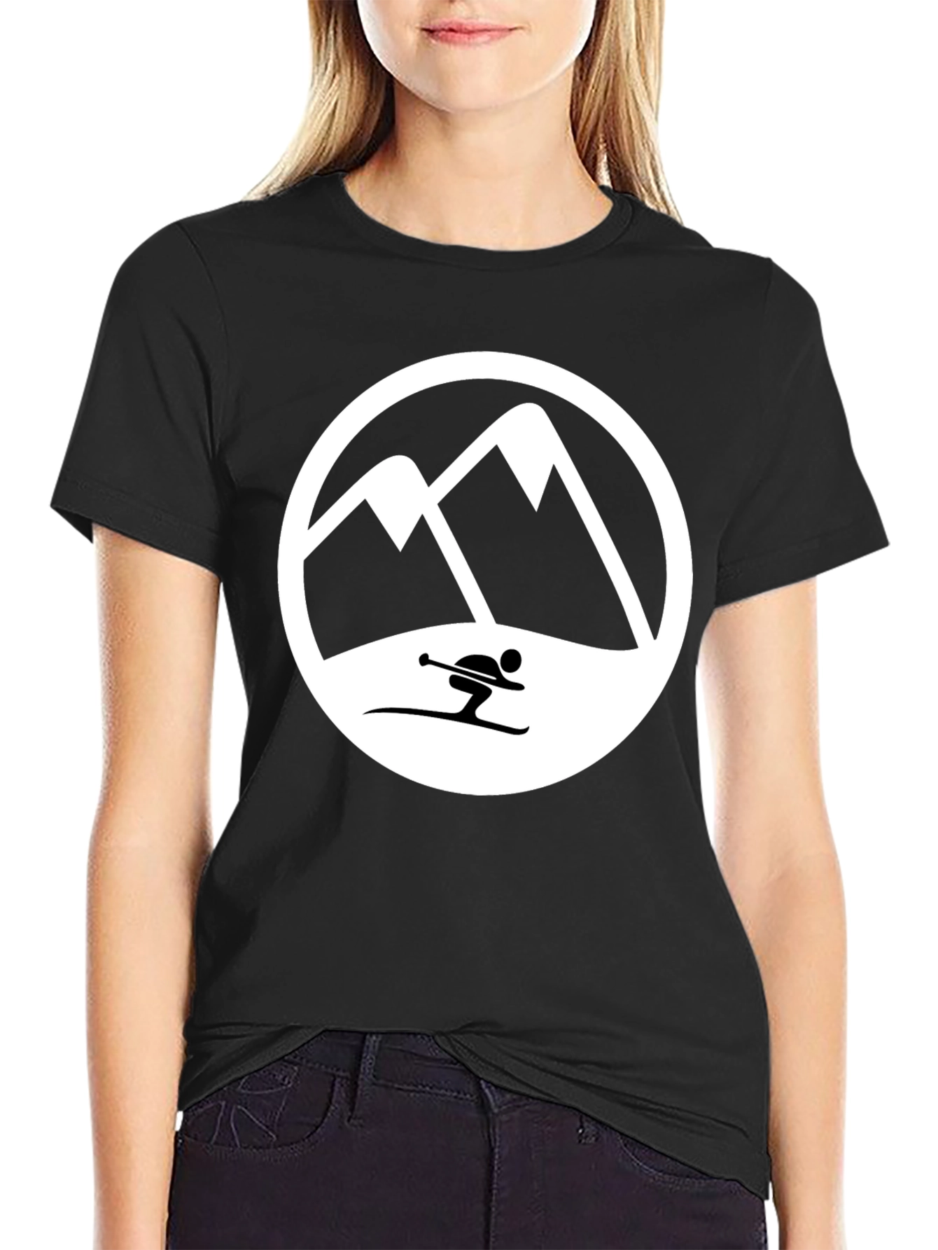 Mountain Skier T-Shirt - Black Graphic Tee
