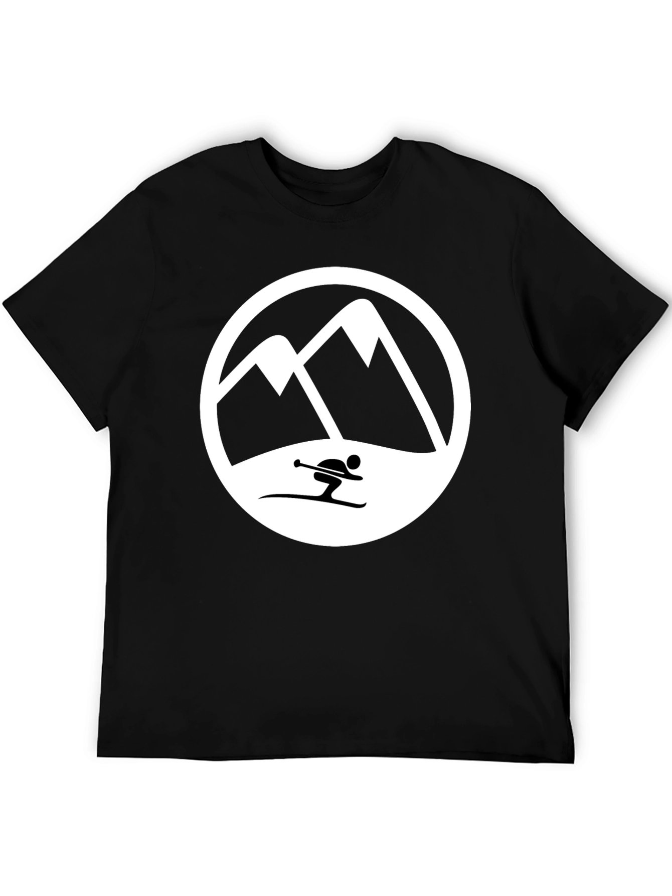 Mountain Skier T-Shirt - Black Graphic Tee