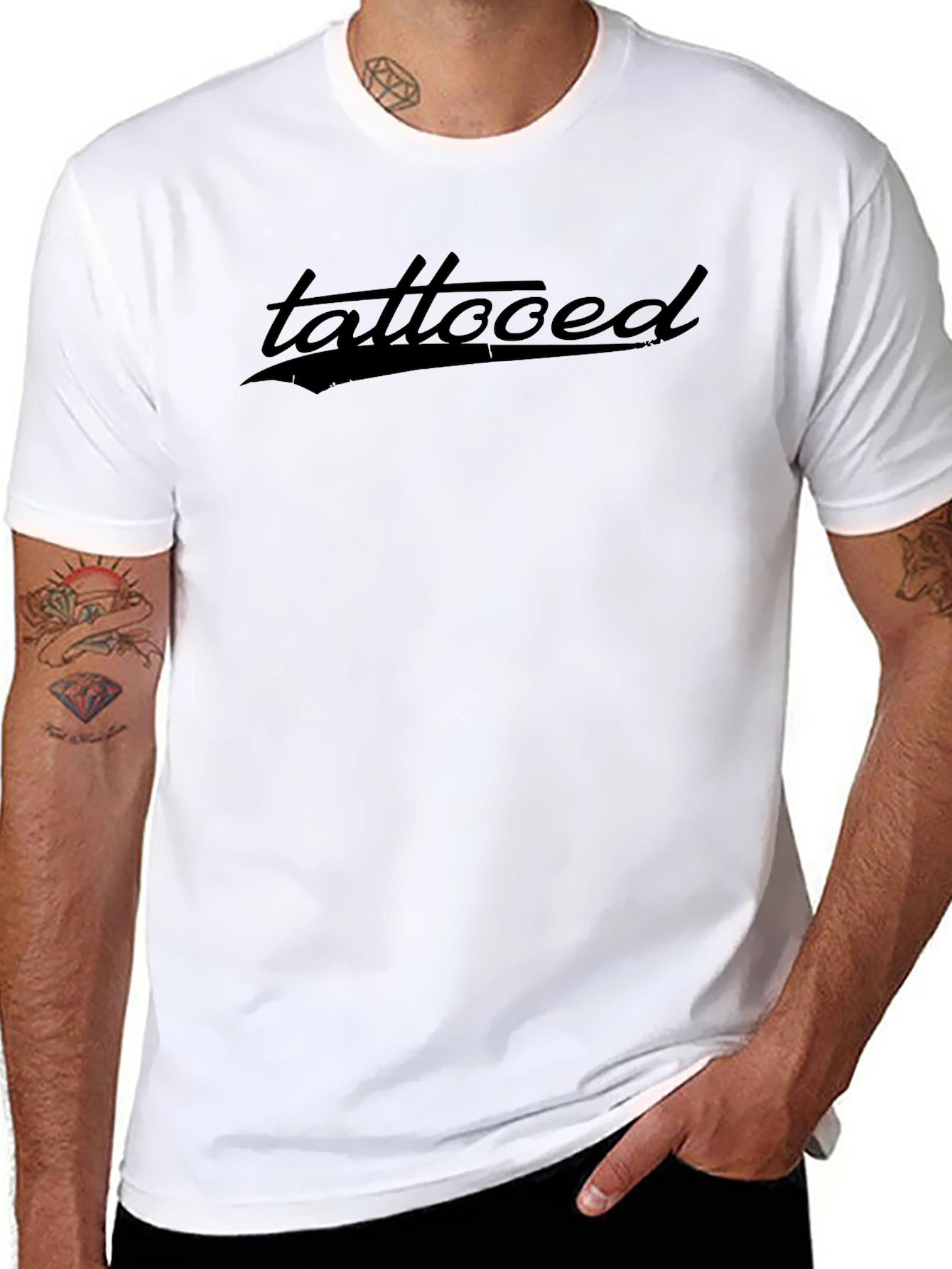 Tattooed Graphic Print Black T-Shirt